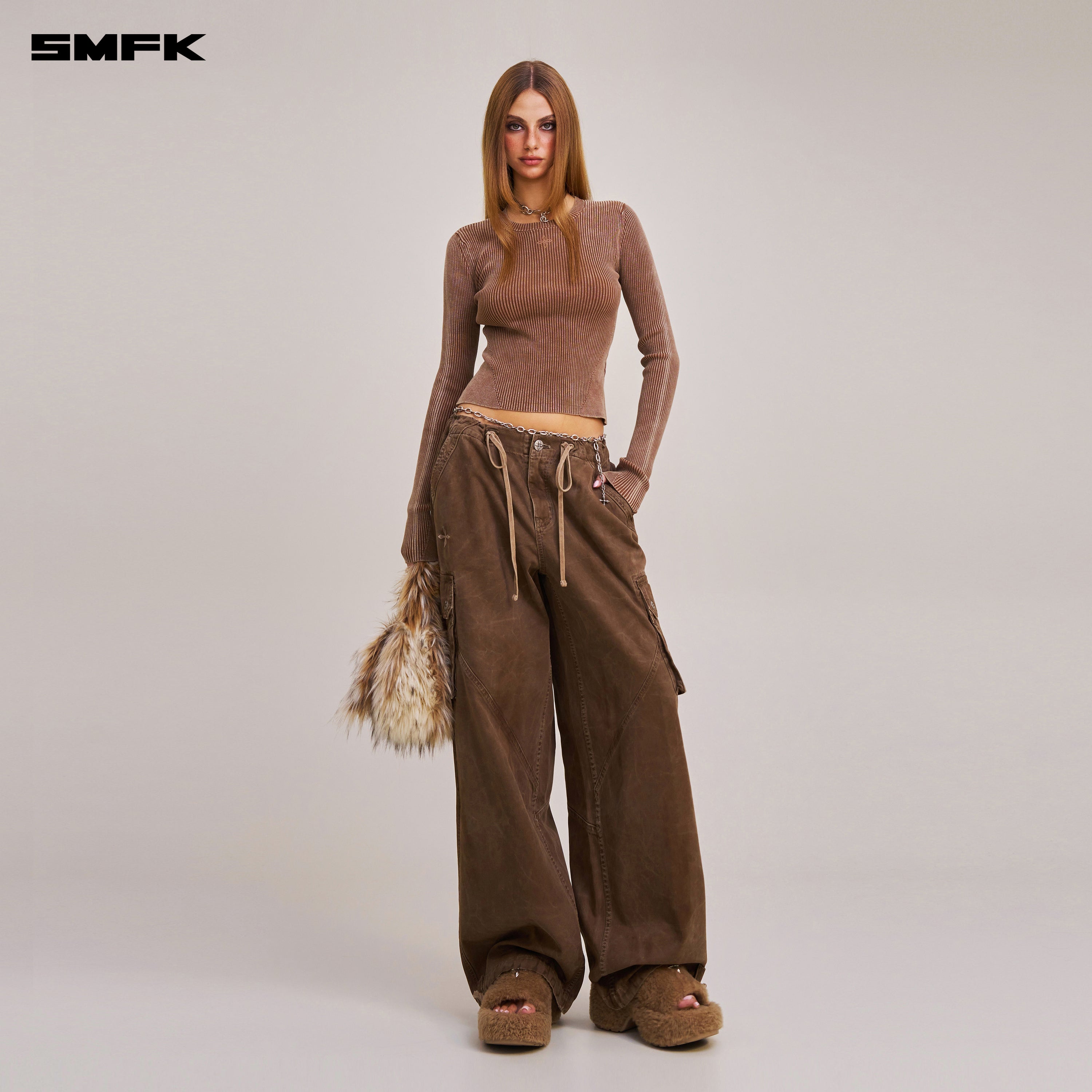 VINTAGE-SAVAGE KNIT PULLOVER/STONE WASH VANISH BROWN