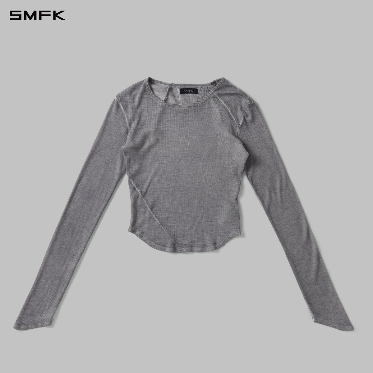 VINTAGE NOMADIC ROUND NECK DIVA LONG-SLEEVED SHORT TOP/WOOL STORM GREY