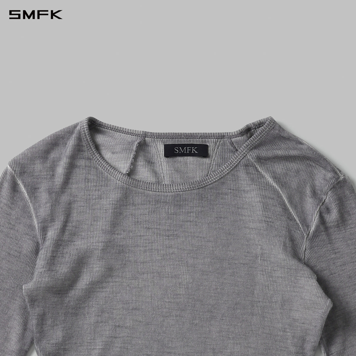 VINTAGE NOMADIC ROUND NECK DIVA LONG-SLEEVED SHORT TOP/WOOL STORM GREY