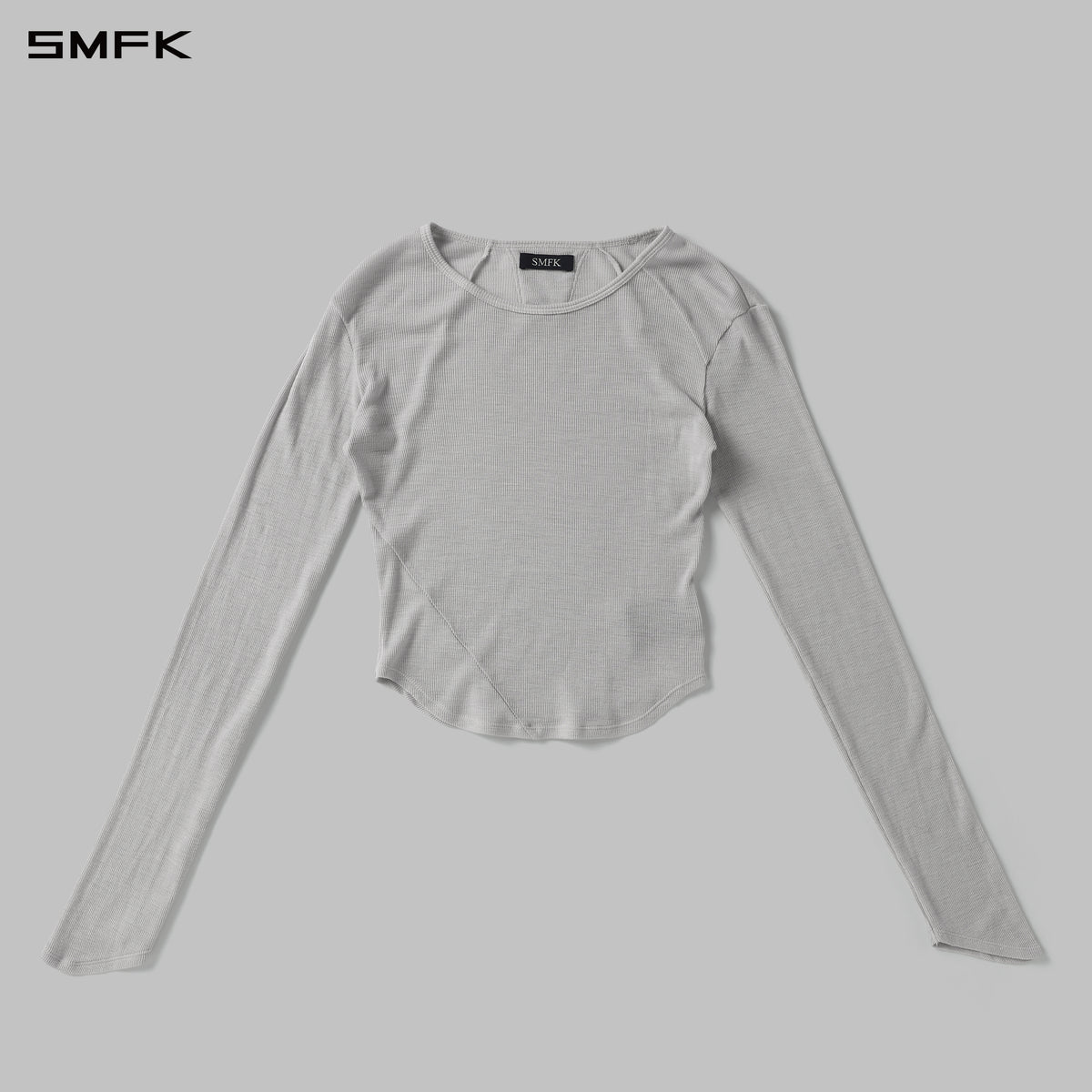 VINTAGE NOMADIC ROUND NECK DIVA LONG-SLEEVED SHORT TOP/WOOL WHITE GREY