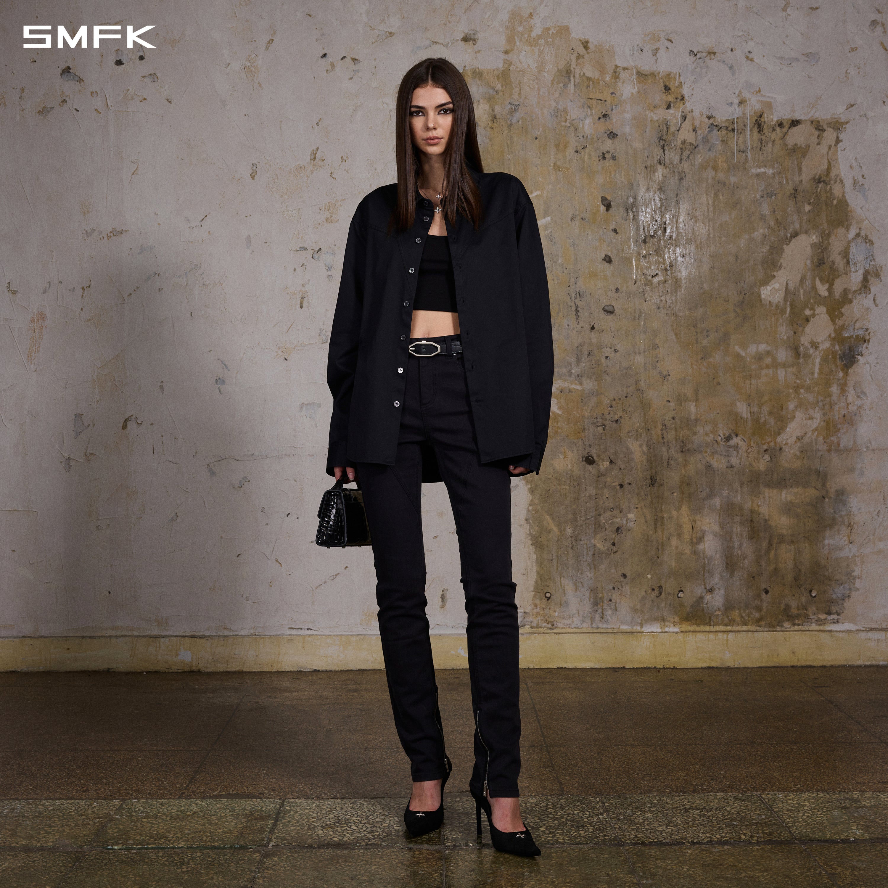 PERMANENT FORMAL SHIRT/COMBED COOTTON/U MIDNIGHT BLACK