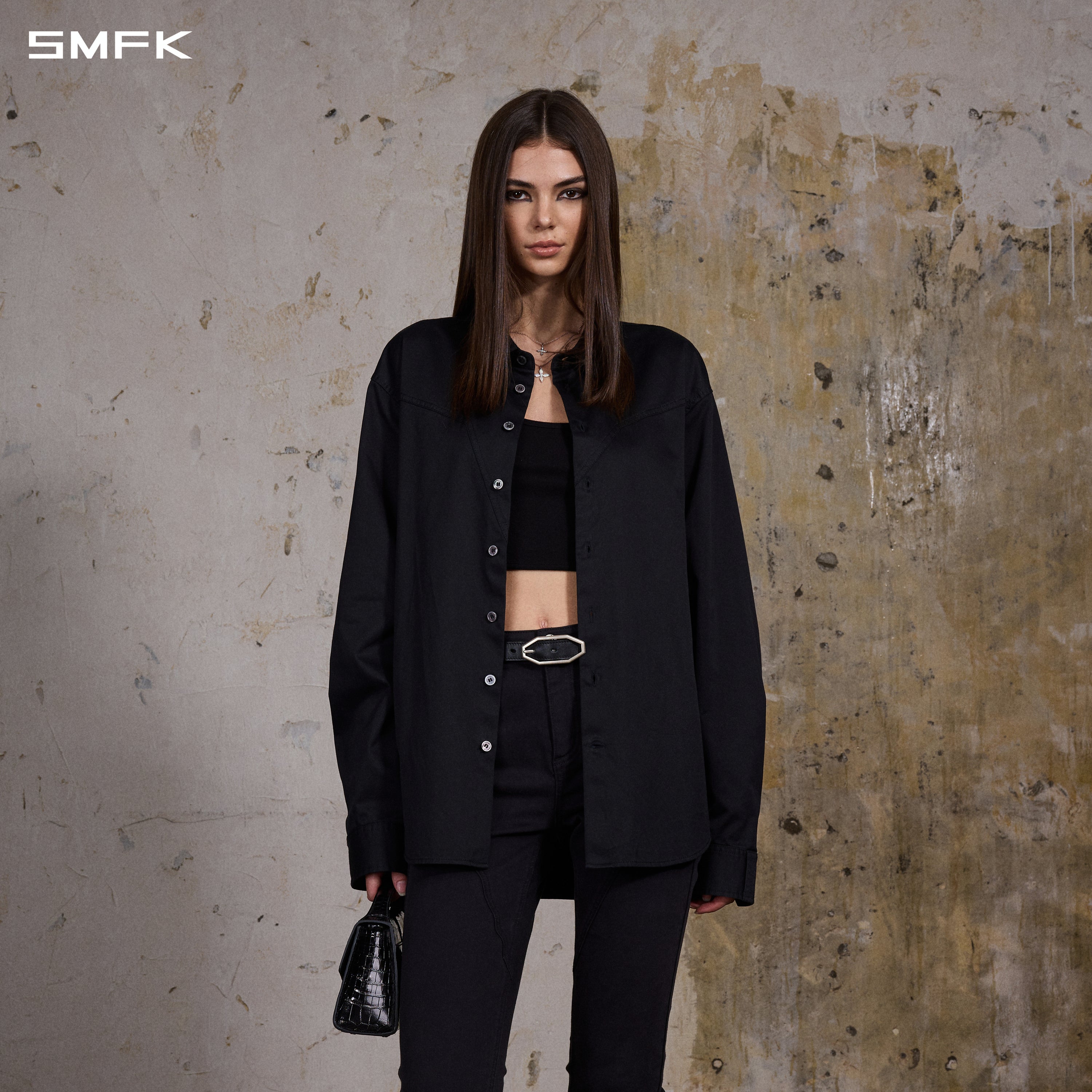 PERMANENT FORMAL SHIRT/COMBED COOTTON/U MIDNIGHT BLACK