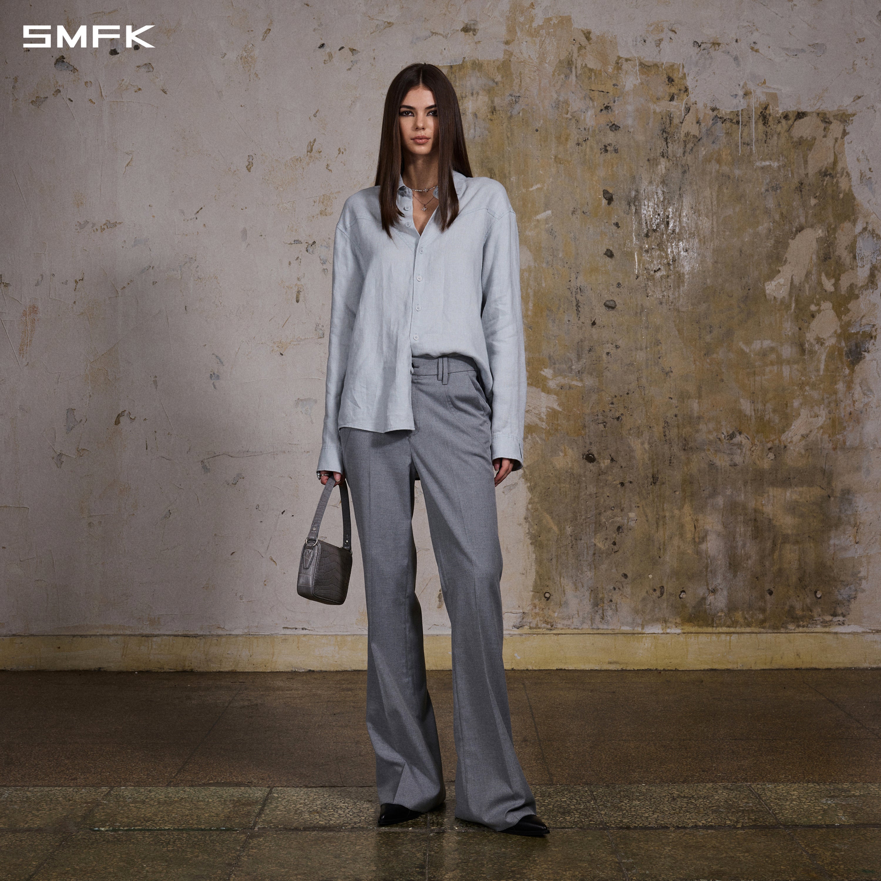 PERMANENT FORMAL SHIRT/LINEN/U LINEN GREY