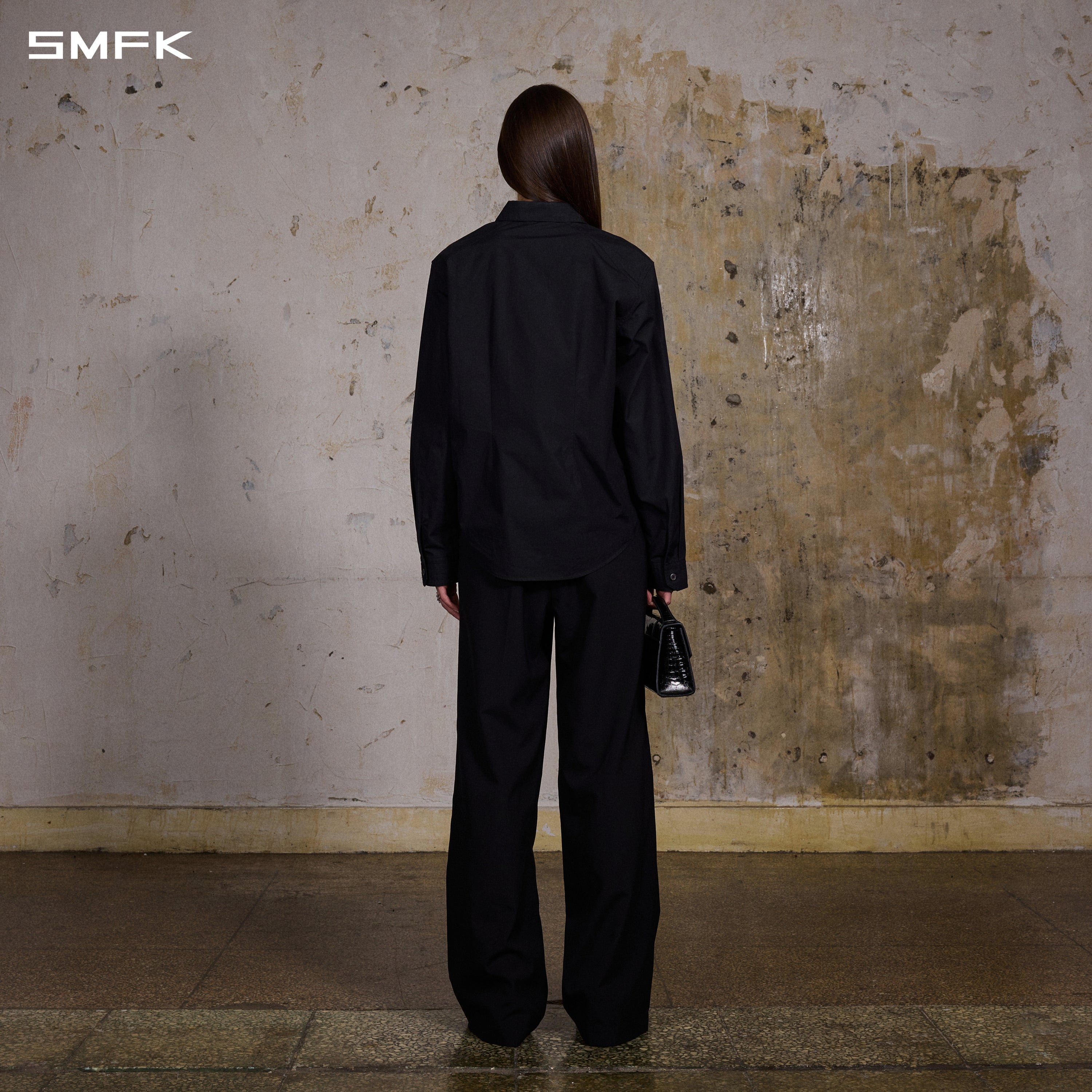 PERMANENT SLIM FORMAL SHIRT/COMBED COTTON/U MIDNIGHT BLACK
