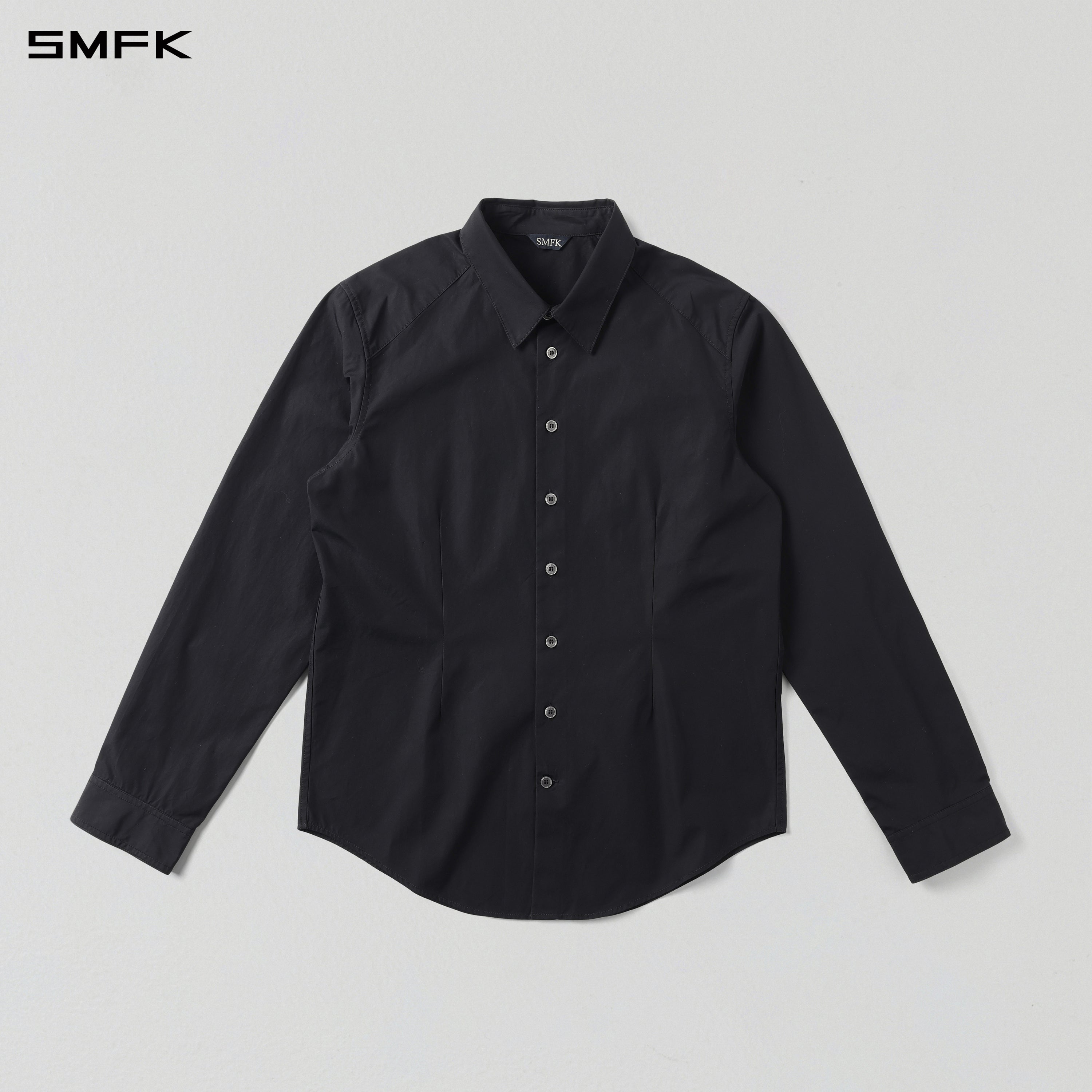 PERMANENT SLIM FORMAL SHIRT/COMBED COTTON/U MIDNIGHT BLACK