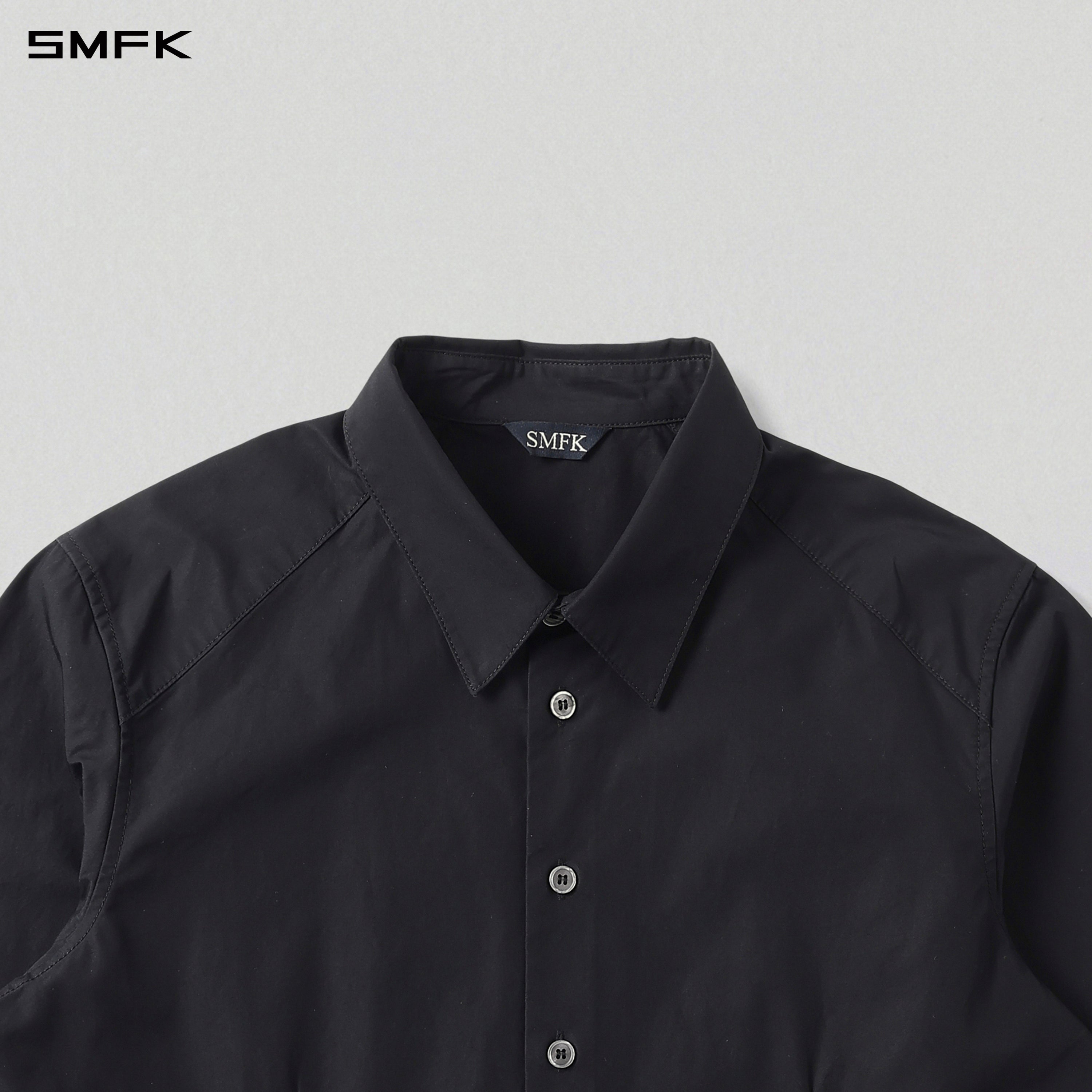 PERMANENT SLIM FORMAL SHIRT/COMBED COTTON/U MIDNIGHT BLACK