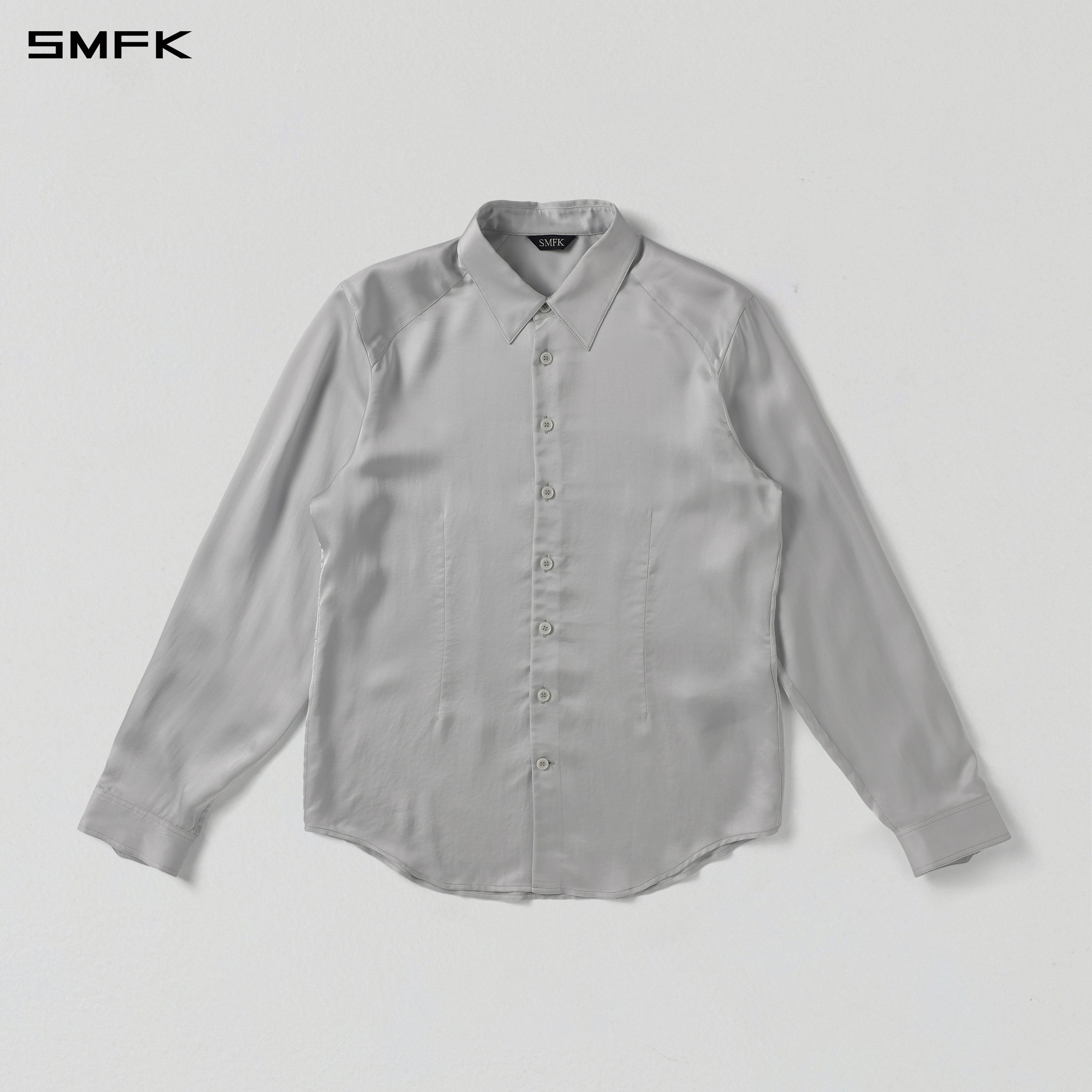 PERMANENT SLIM VACATION SHIRT/VISCOSE+MODAL+ACETATE+SILK/U SILVER GREY