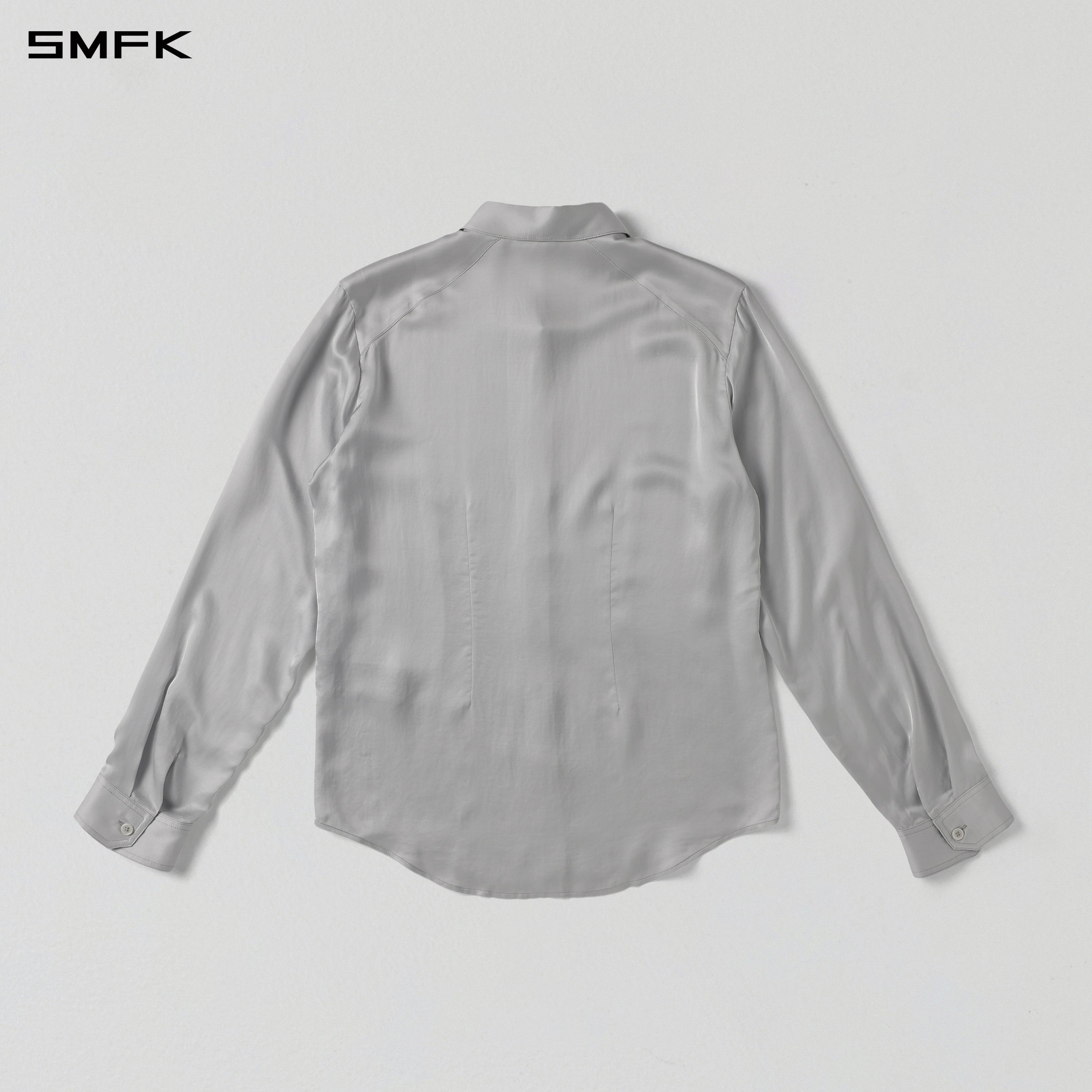 PERMANENT SLIM VACATION SHIRT/VISCOSE+MODAL+ACETATE+SILK/U SILVER GREY