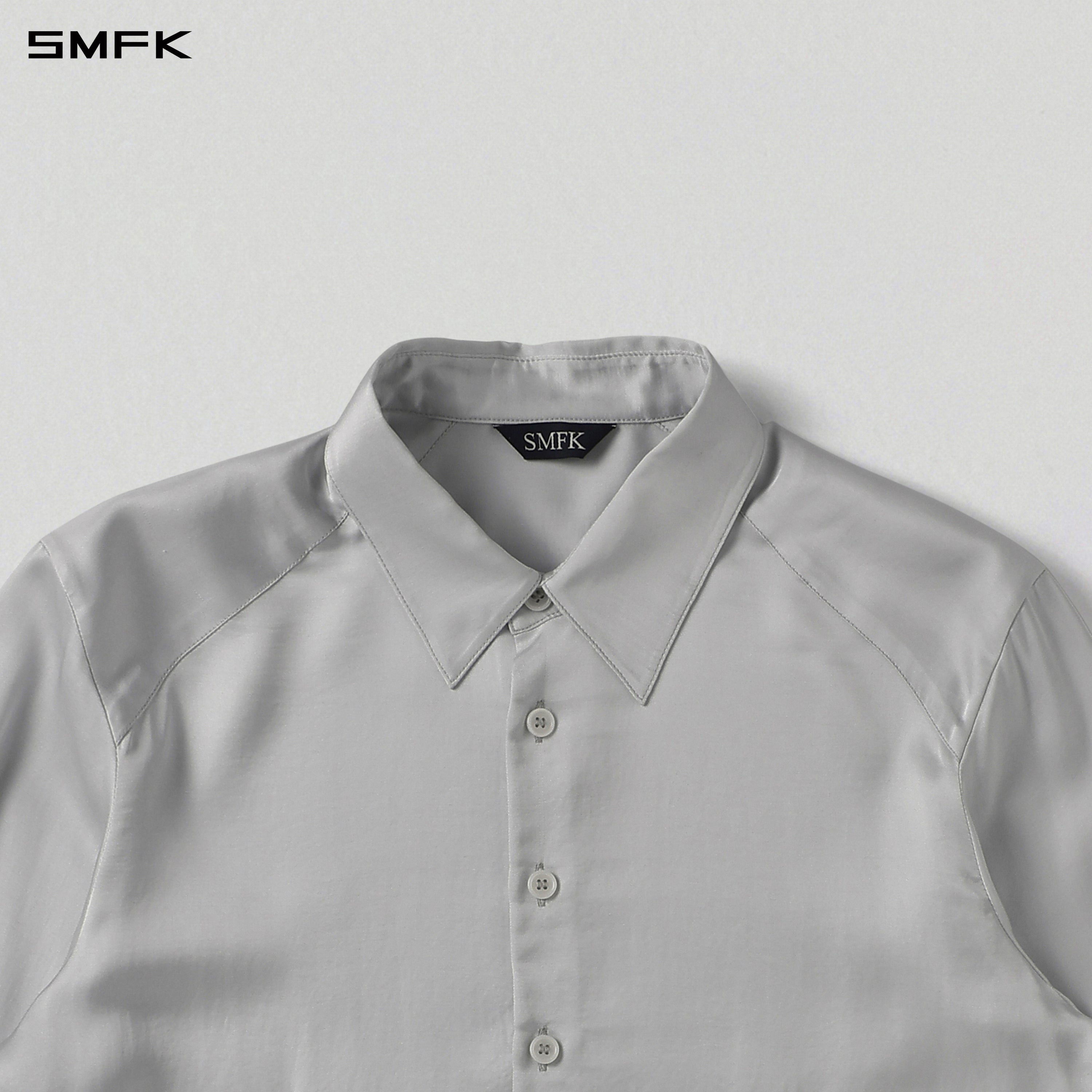 PERMANENT SLIM VACATION SHIRT/VISCOSE+MODAL+ACETATE+SILK/U SILVER GREY