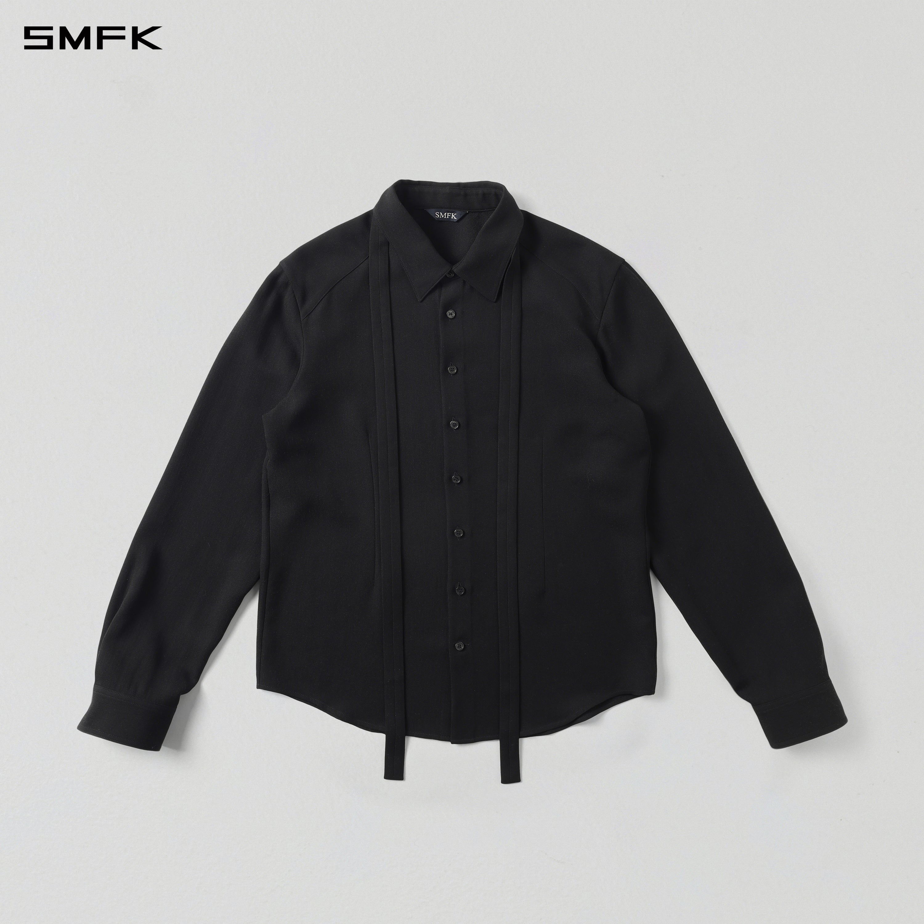 MIRAGE SIREN MIST SLIM EVENING SHIRT/ACETATE+LYOCELL+POLYESTER+WOOL/U MIDNIGHT BLACK