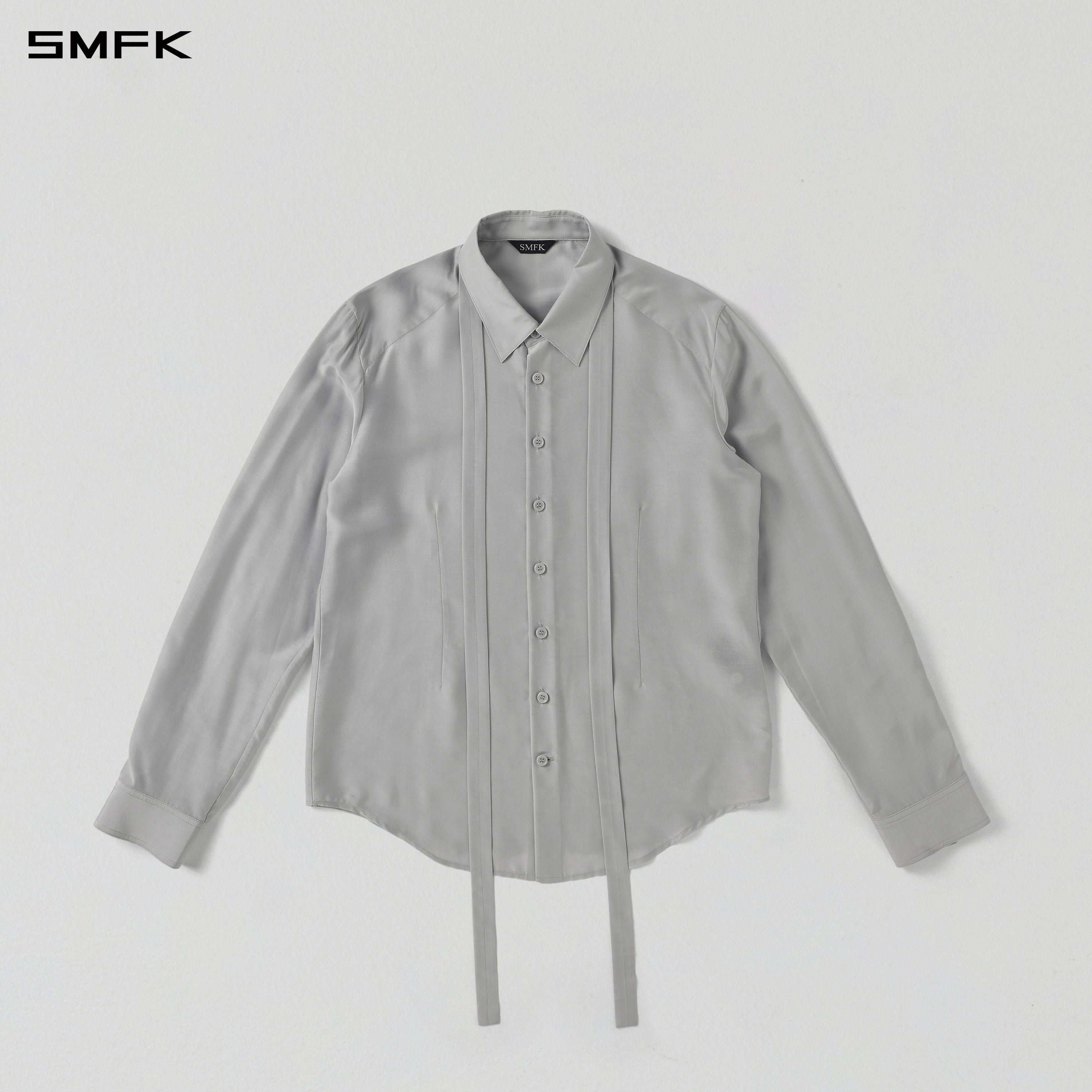 MIRAGE SIREN MIST SLIM EVENING SHIRT/MODAL + ACETATE + SILK/U GLACIER GREY