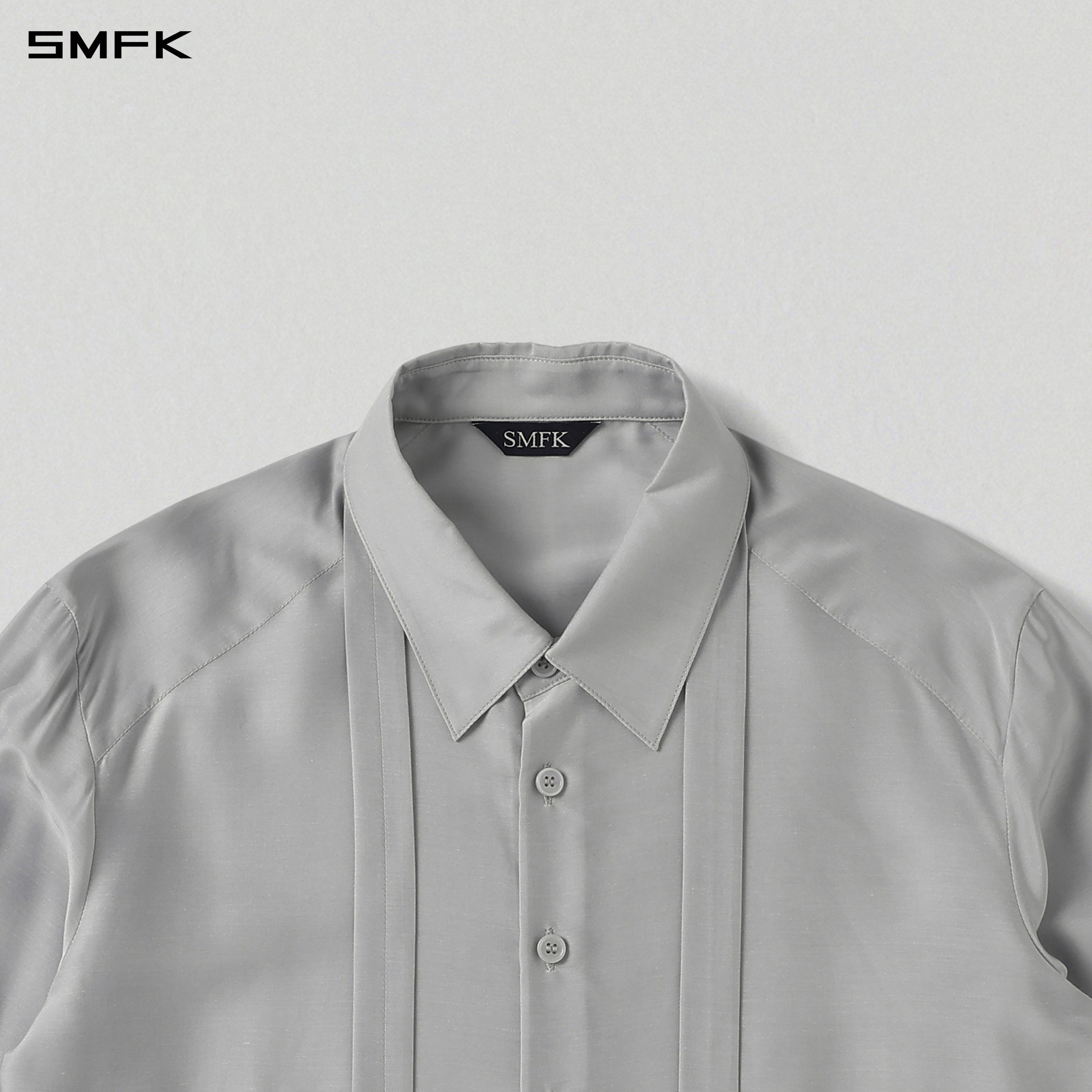MIRAGE SIREN MIST SLIM EVENING SHIRT/MODAL + ACETATE + SILK/U GLACIER GREY