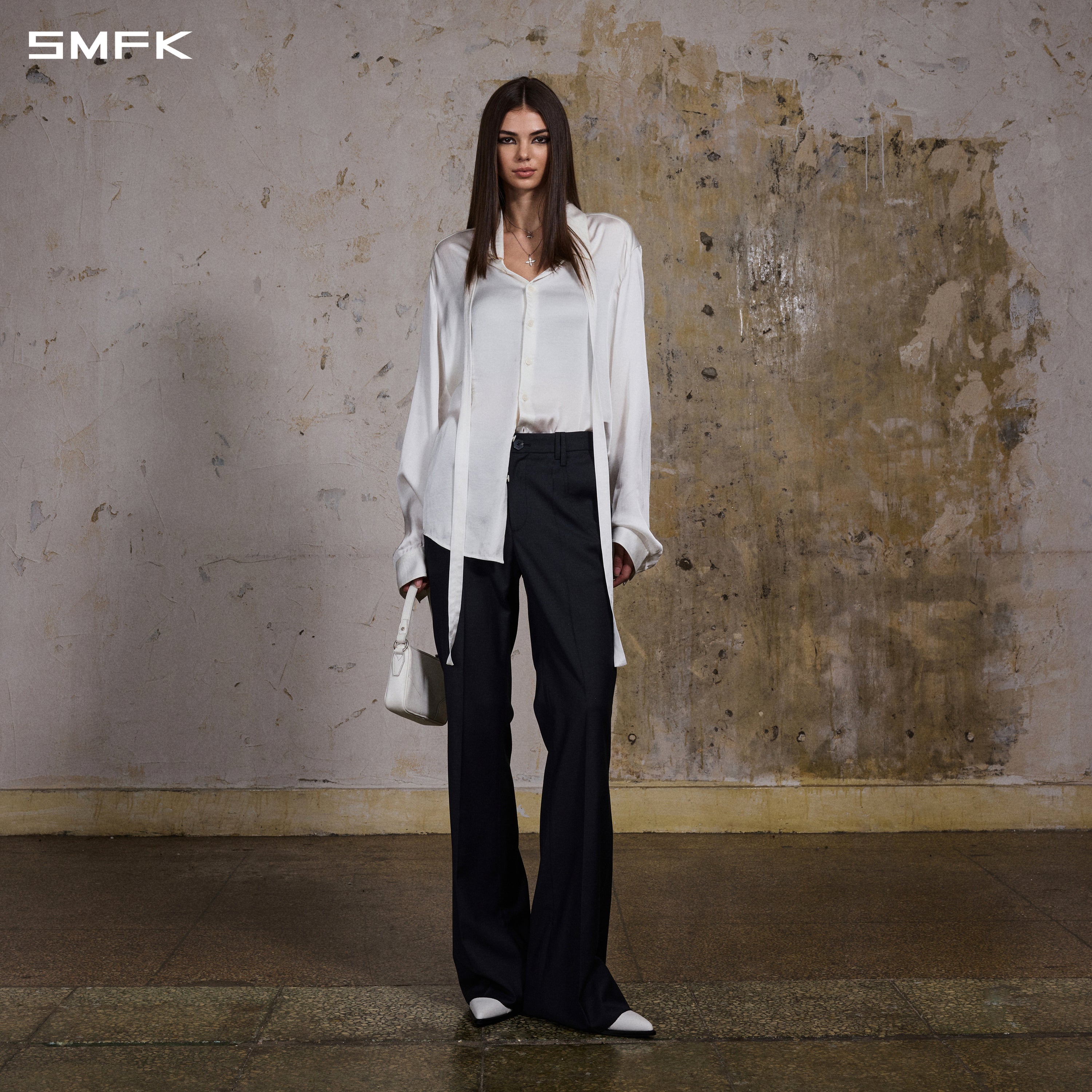 MIRAGE SIREN MIST SLIM EVENING SHIRT/RAYON+MODAL + ACETATE + SILK/U CLOUD WHITE