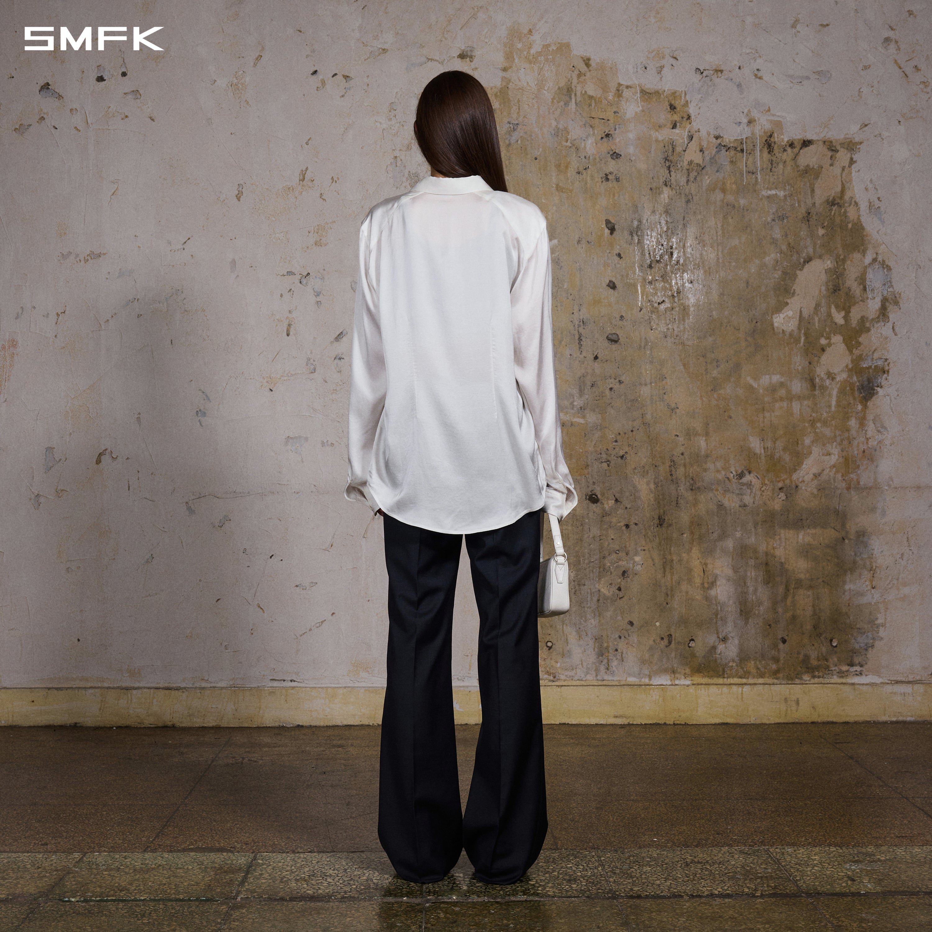 MIRAGE SIREN MIST SLIM EVENING SHIRT/RAYON+MODAL + ACETATE + SILK/U CLOUD WHITE