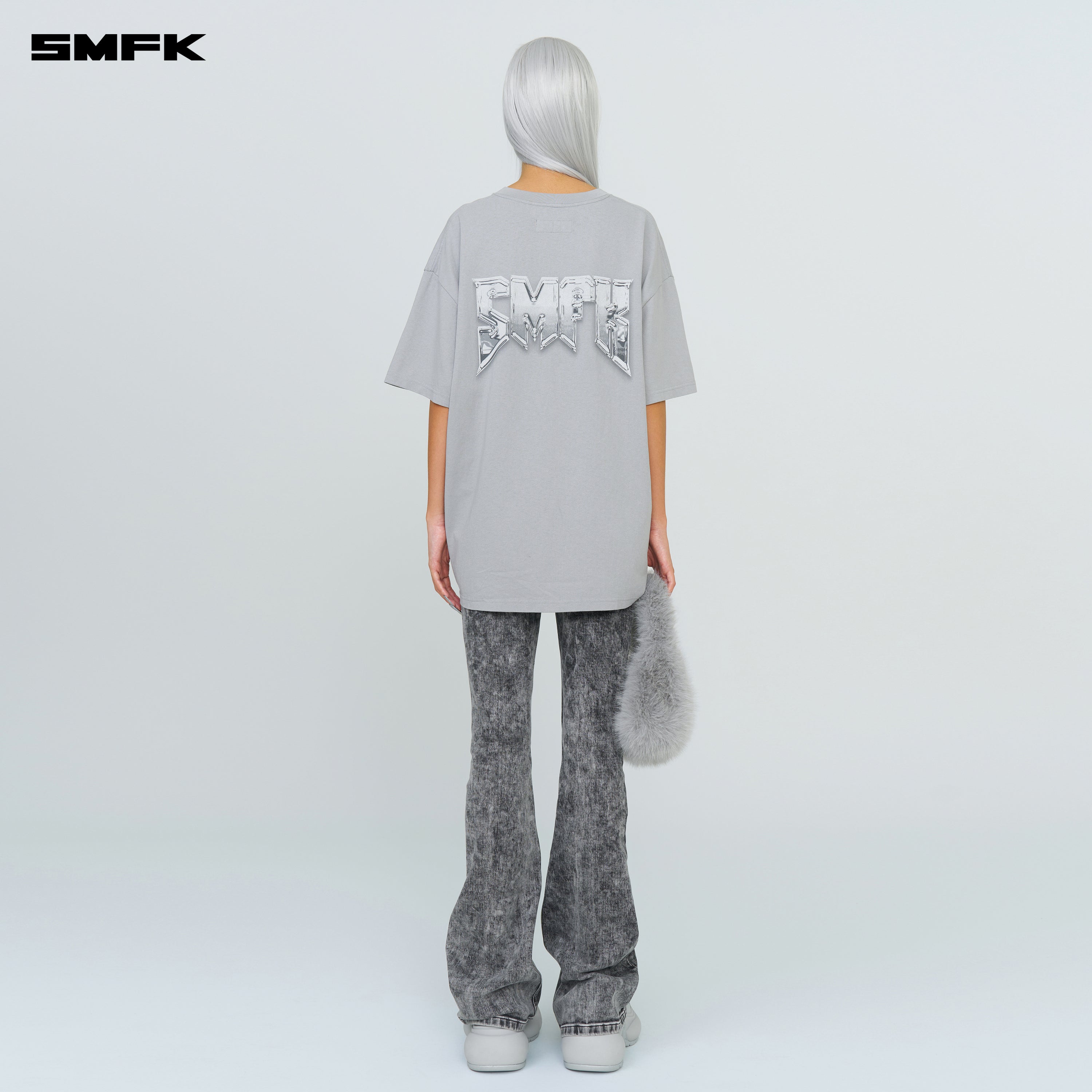 コンパス SMFK メタル ロック ルーズ T シャツ グレー