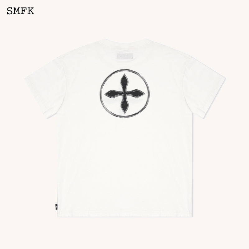 Compass Cross 빈티지 오버사이즈 티셔츠 화이트 색상