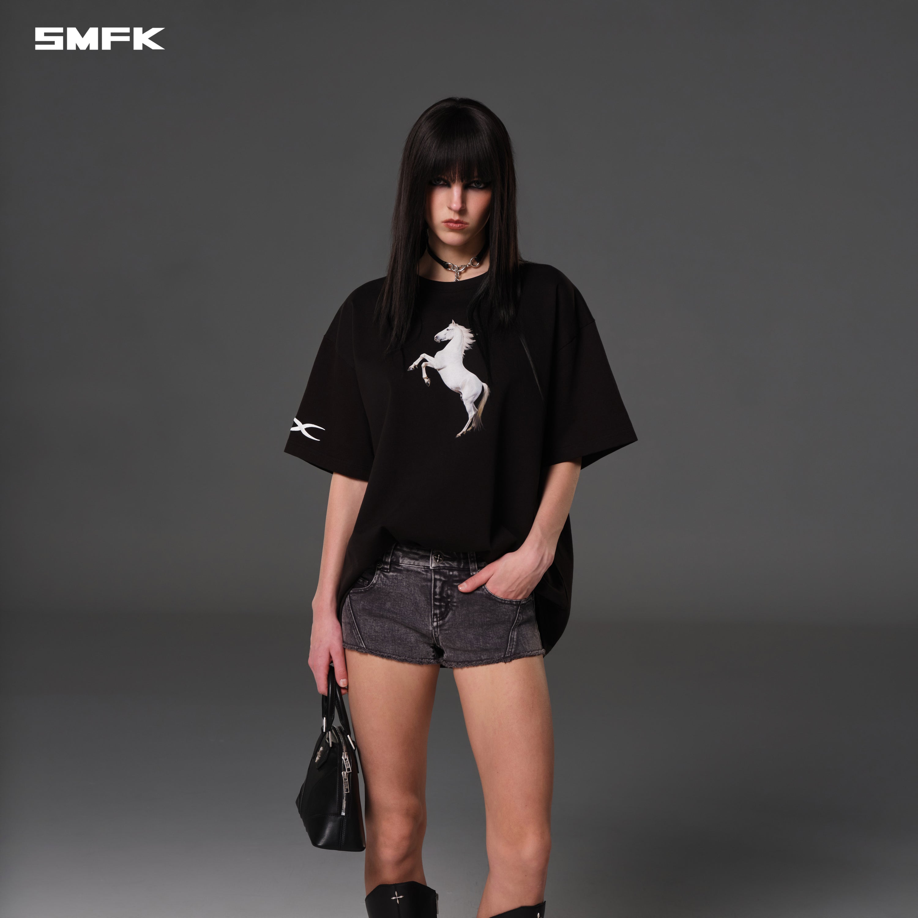 VINTAGE LOOSE DOUBLE-SIDE TEE/COMBED COTTON WILD BLACK