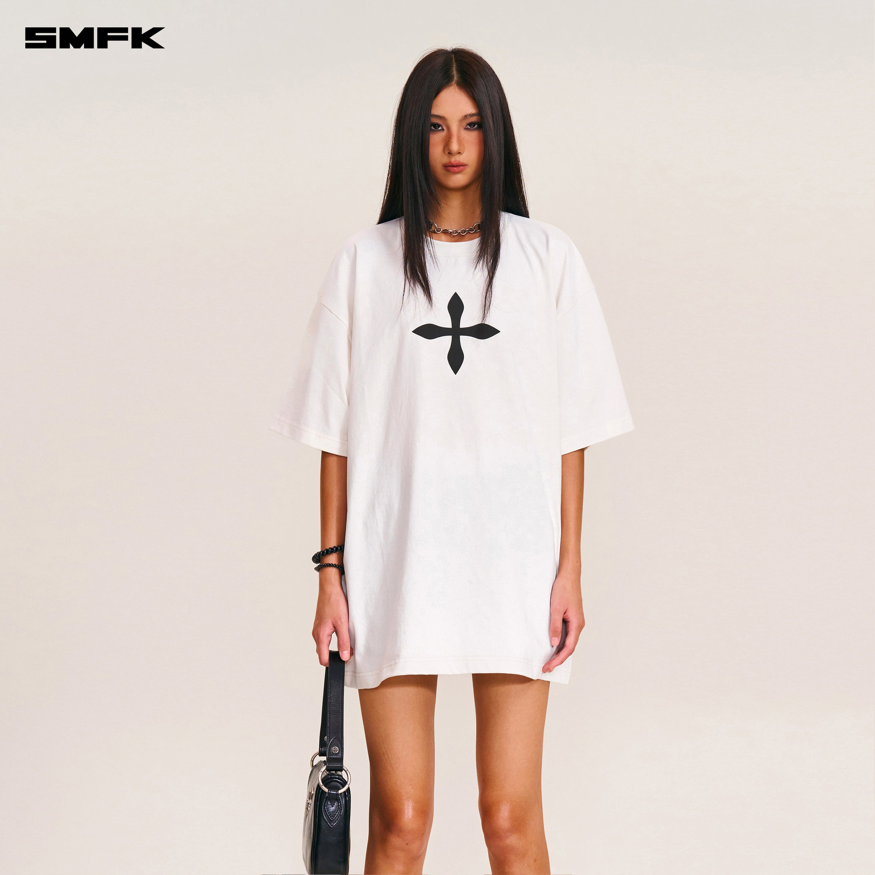 VINTAGE COMPASS MODE LOOSE TEE SNOW MOUNTAIN WHITE