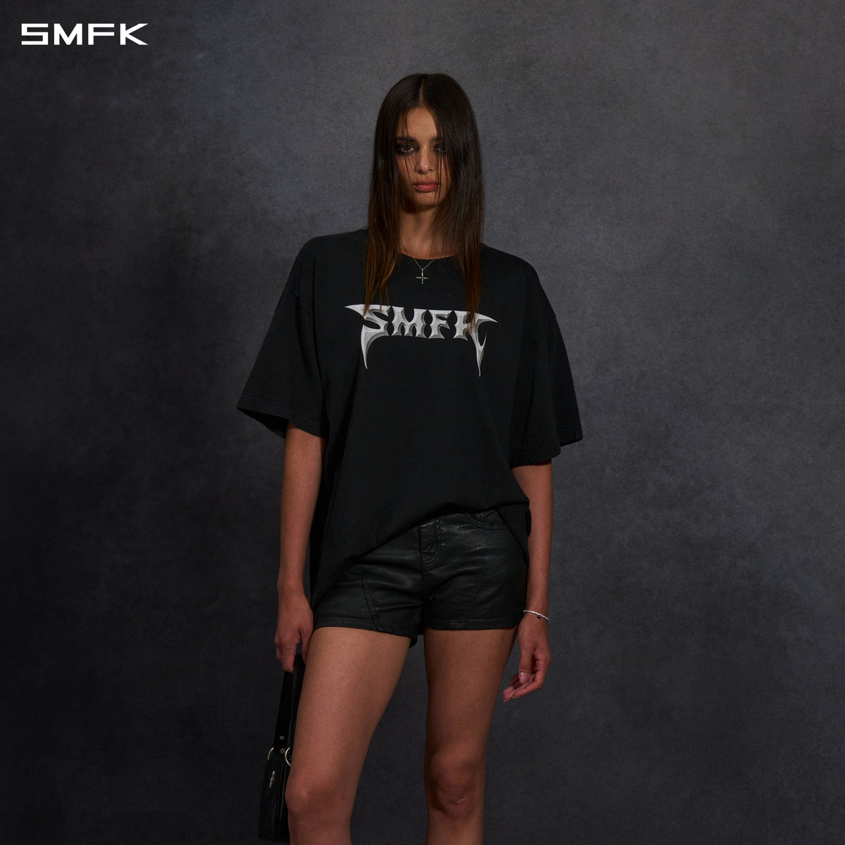 VINTAGE FADED LOOSE LONG TEE/ GARMENT DYE/ COTTON/U WILD BLACK