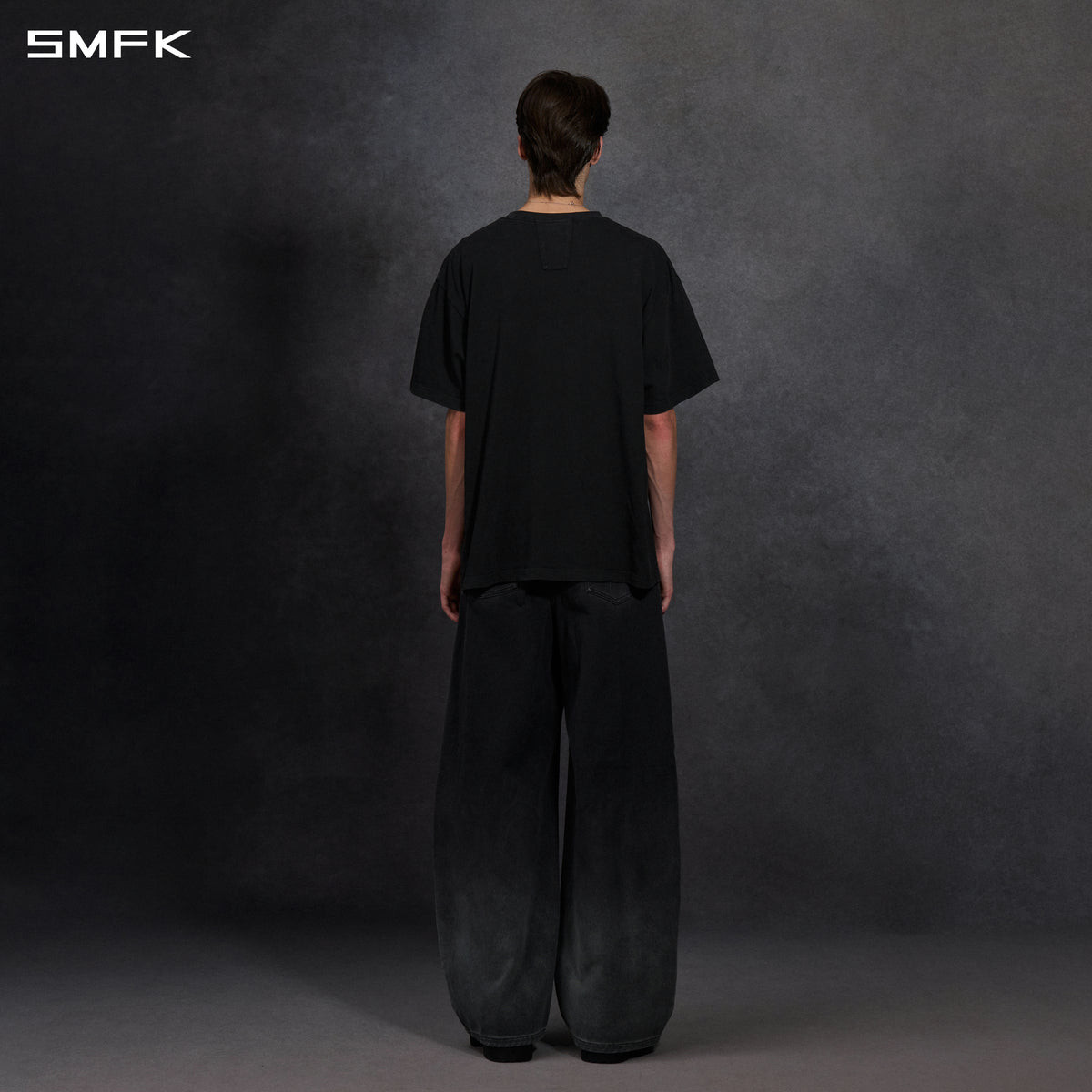 VINTAGE FADED LOOSE LONG TEE/ GARMENT DYE/ COTTON/U WILD BLACK