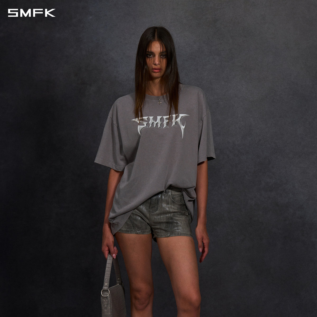 VINTAGE FADED LOOSE LONG TEE/ GARMENT DYE/ COTTON/U STORM GREY