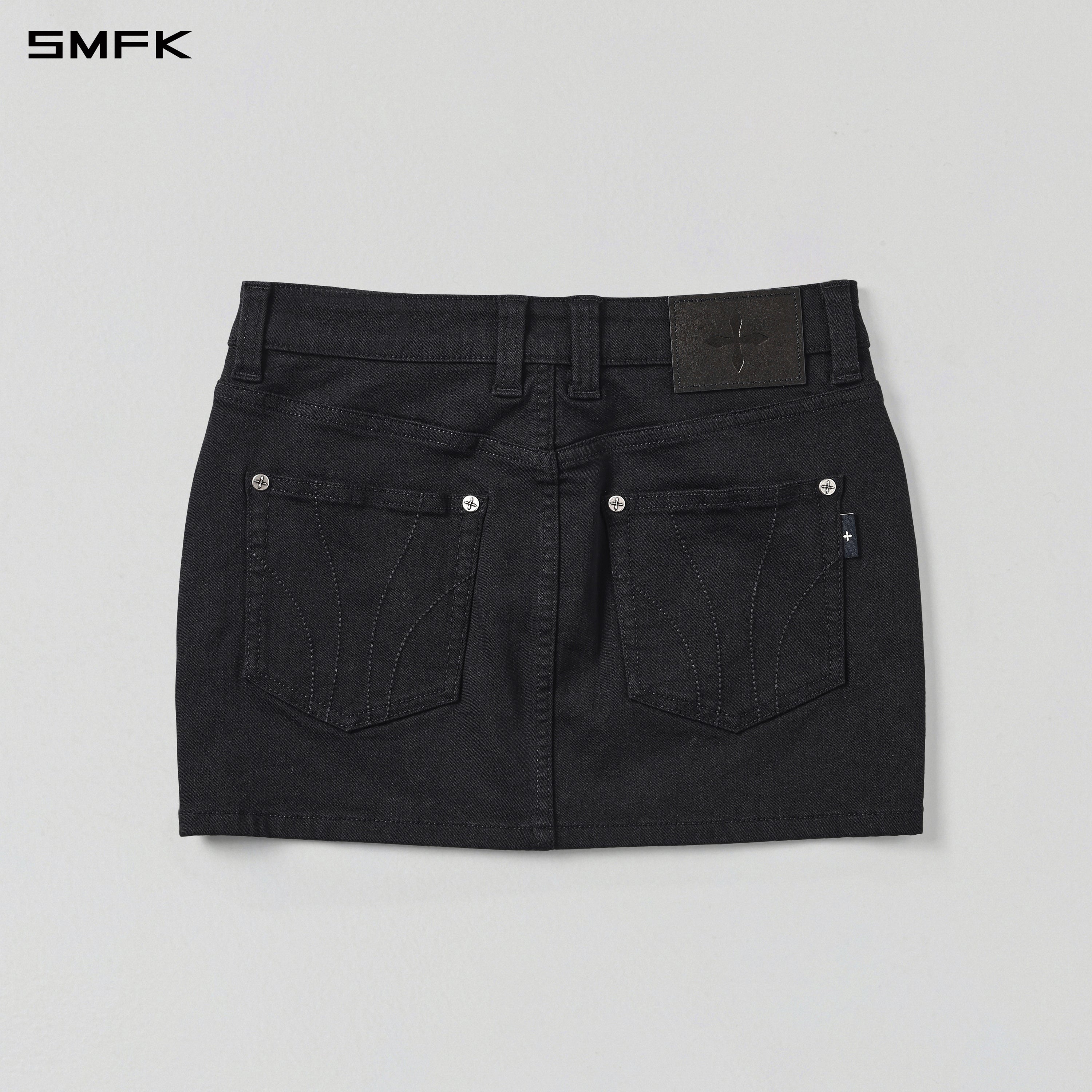 MIRAGE HIGH WAIST STRETCH SHORT SKIRT/COTTON + POLYESTER MIDNIGHT BLACK