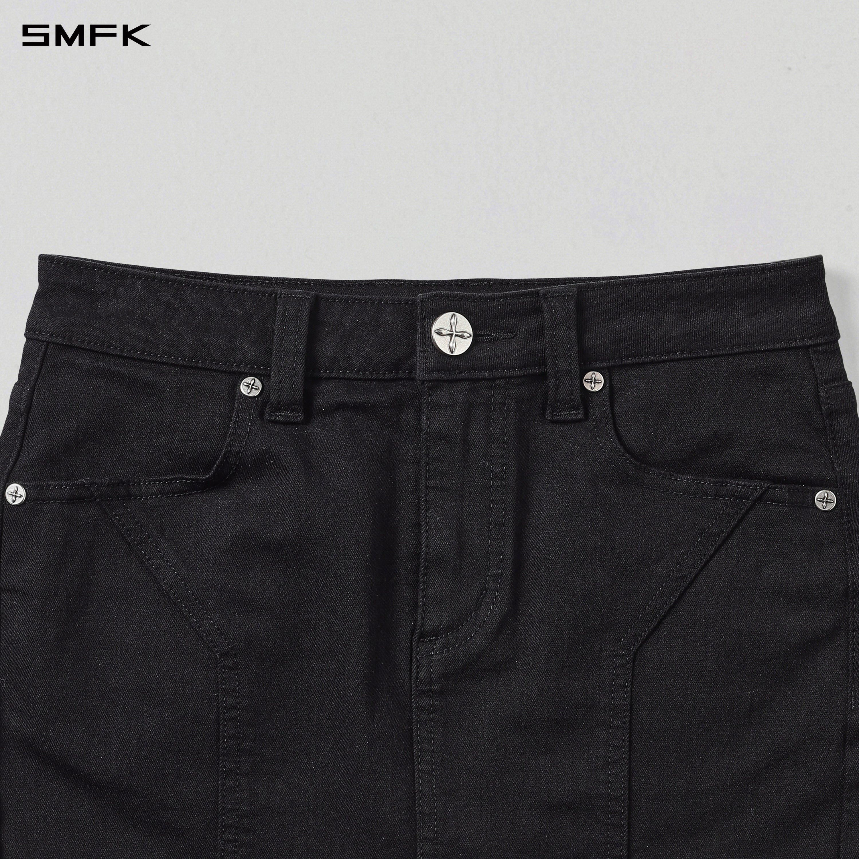 MIRAGE HIGH WAIST STRETCH SHORT SKIRT/COTTON + POLYESTER MIDNIGHT BLACK