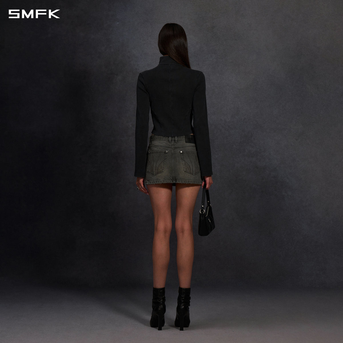 MIRAGE PRISM DENIM SHORT SKIRT/DENIM COTTON STORM GREY