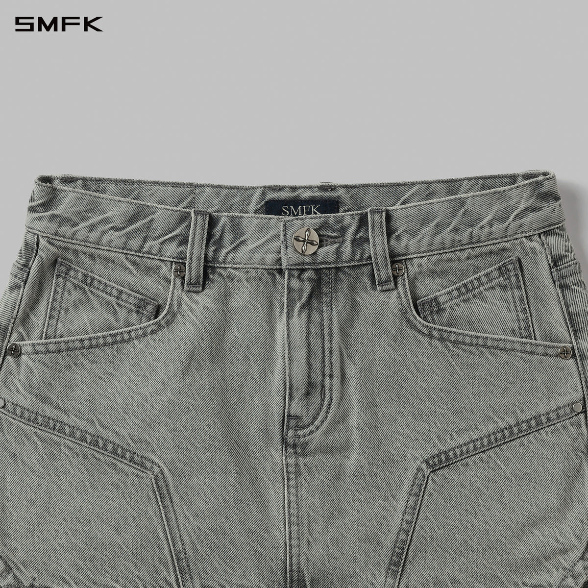 MIRAGE PRISM DENIM SHORT SKIRT/DENIM COTTON GLACIER GREY