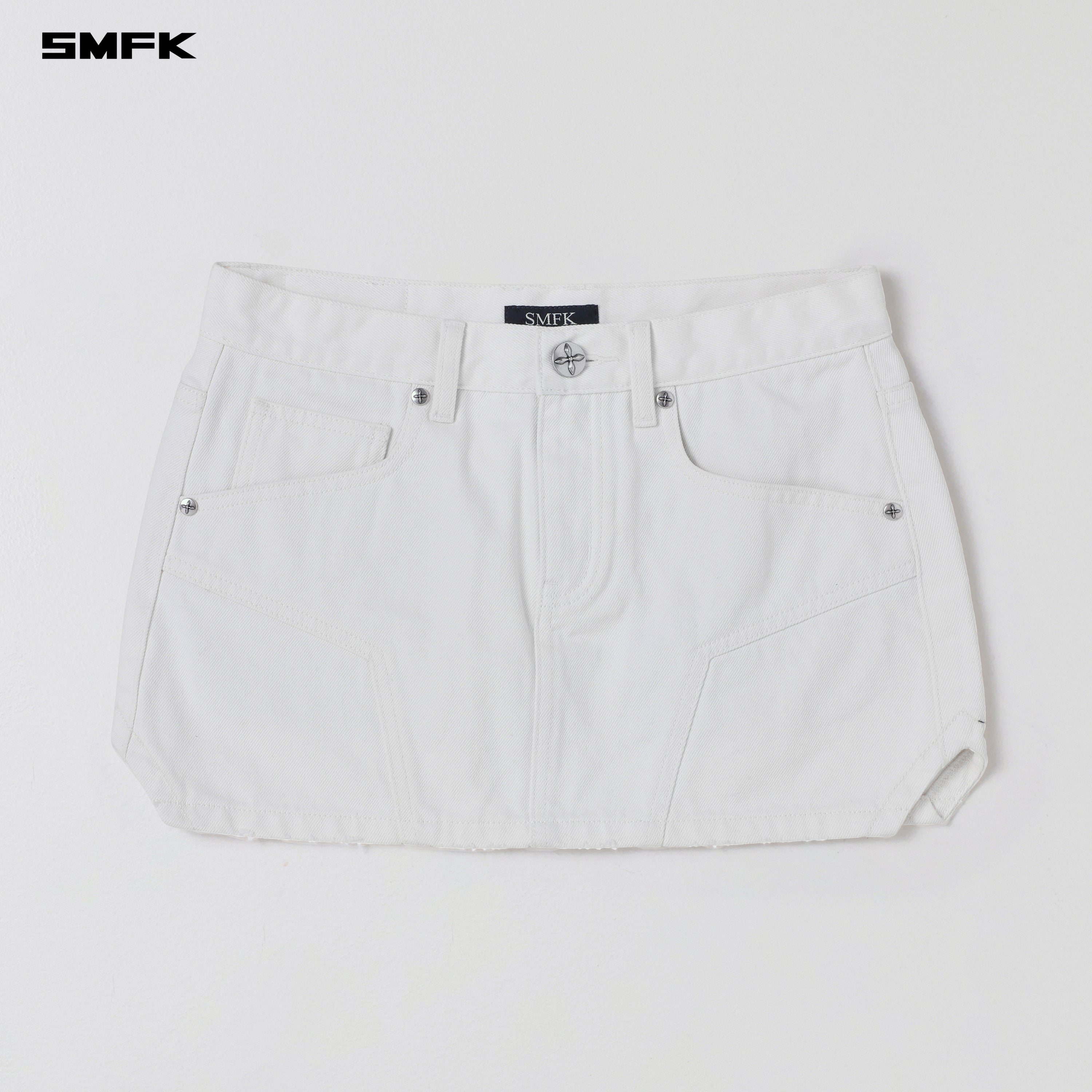 COMPASS MIRAGE MODE DENIM SHORT DRESS CLOUD WHITE
