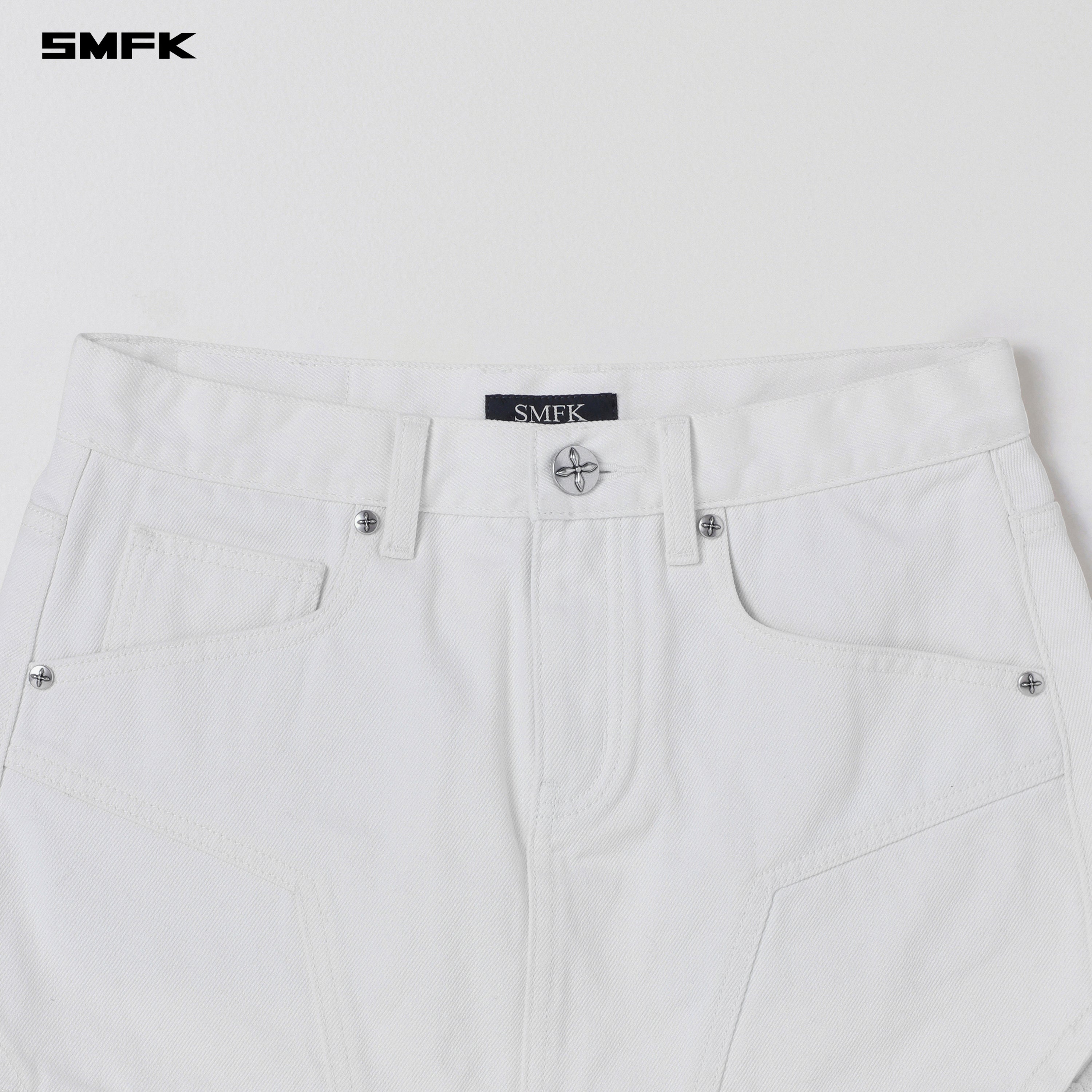 COMPASS MIRAGE MODE DENIM SHORT DRESS CLOUD WHITE