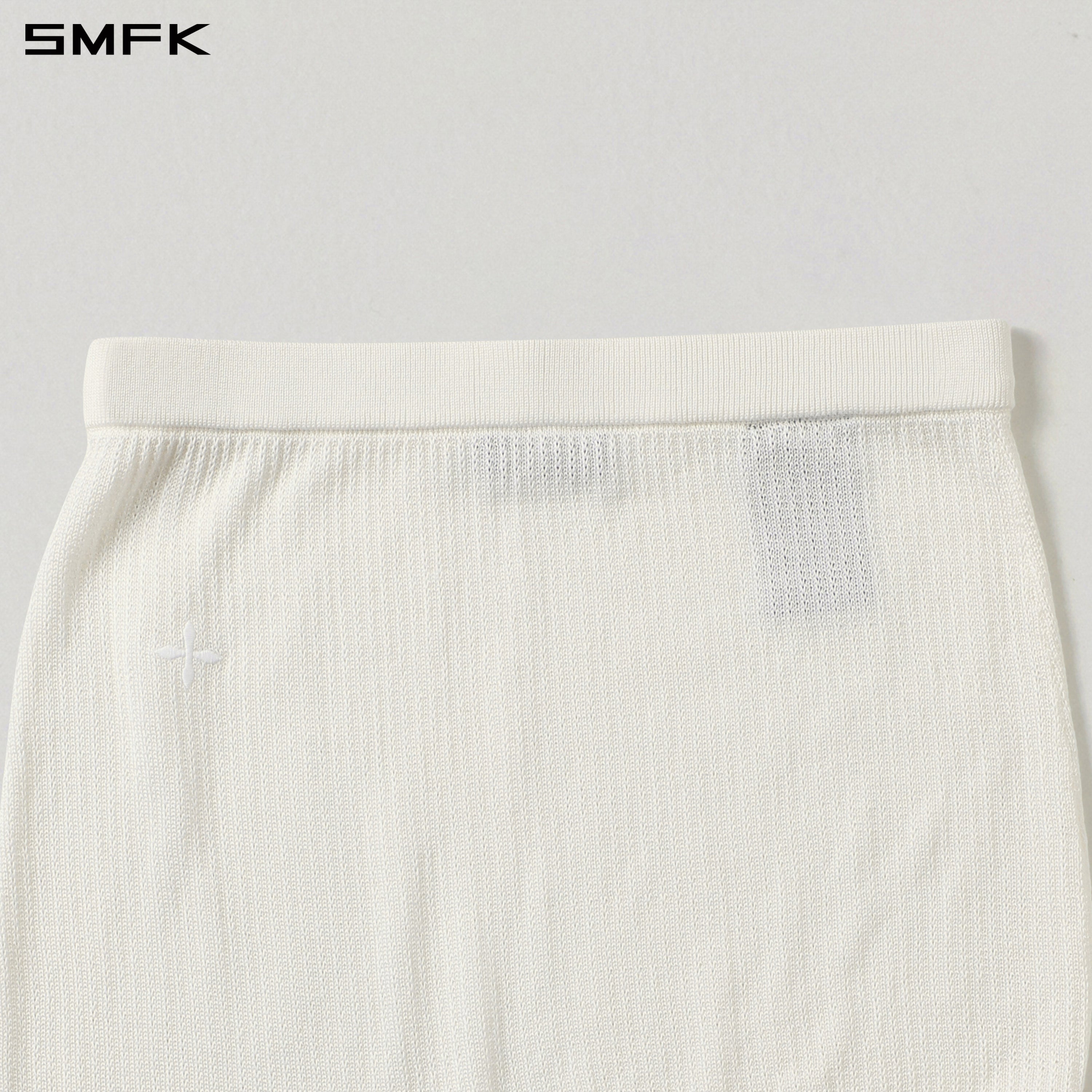 MYTH AEOLUS ASYMMETRY KNIT EVENING SHORT DRESS/TENCEL+SILK CLOUD WHITE