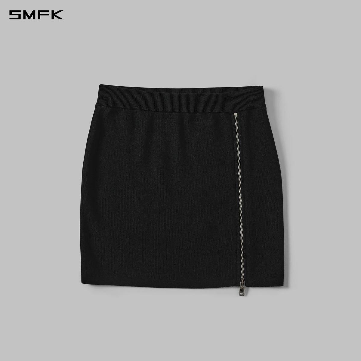 MYTH SIREN ZIP EVENING KNIT DRESS/SILK+LENZING TENCEL+COTTON WILD BLACK