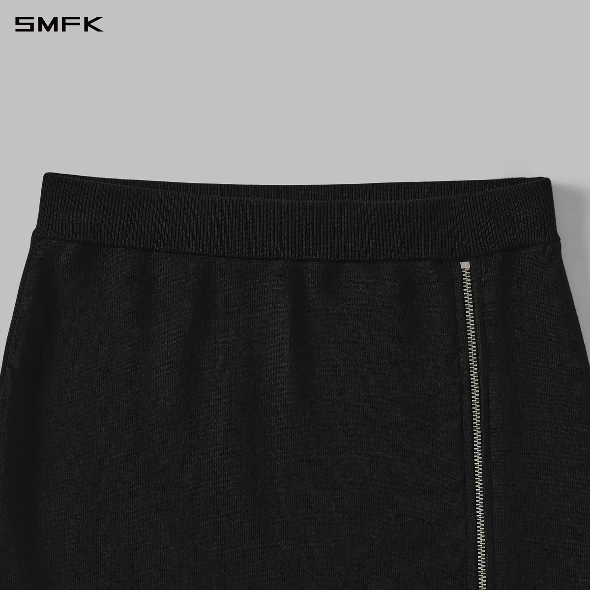 MYTH SIREN ZIP EVENING KNIT DRESS/SILK+LENZING TENCEL+COTTON WILD BLACK