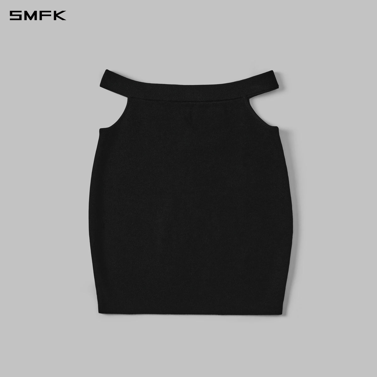 MYTH SIREN HIGH COLLAR EVENING KNIT DRESS/SILK+LENZING TENCEL+COTTON WILD BLACK