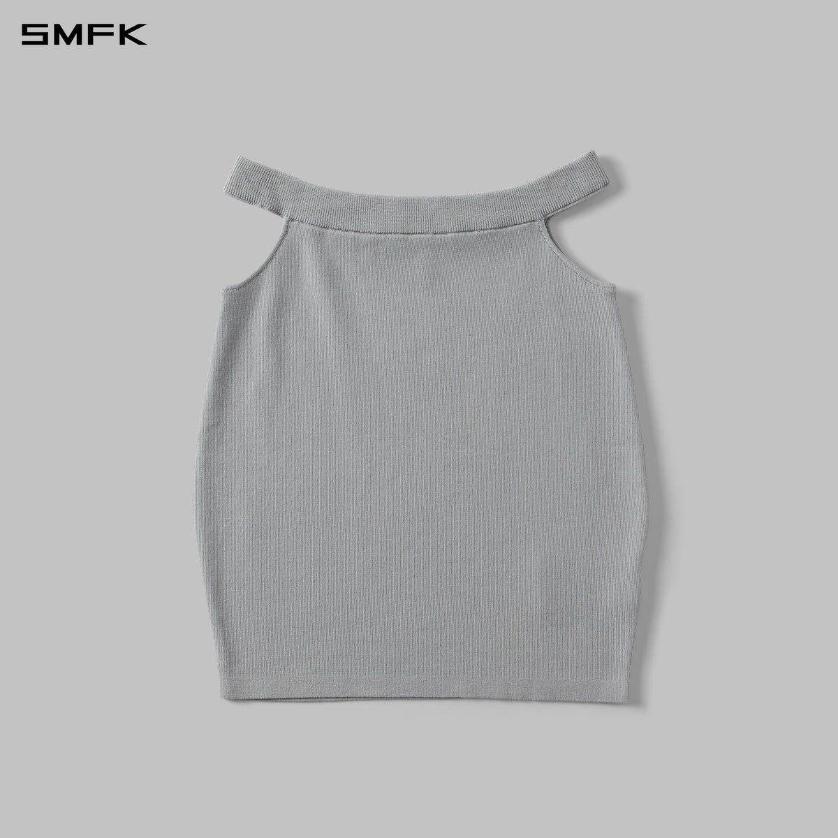 MYTH SIREN HIGH COLLAR EVENING KNIT DRESS/LENZING TENCEL+SILK+COTTON GLACIER GREY