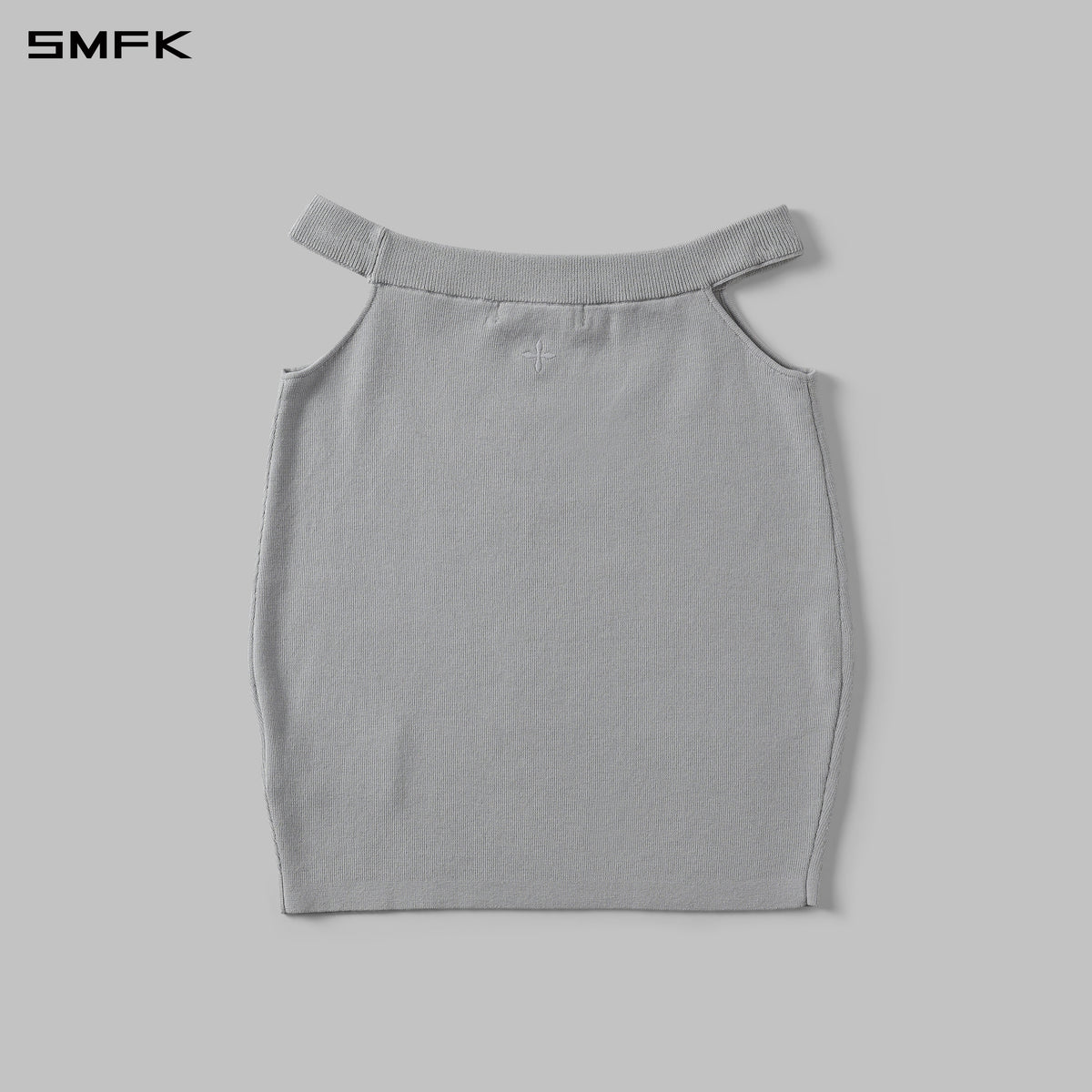MYTH SIREN HIGH COLLAR EVENING KNIT DRESS/LENZING TENCEL+SILK+COTTON GLACIER GREY