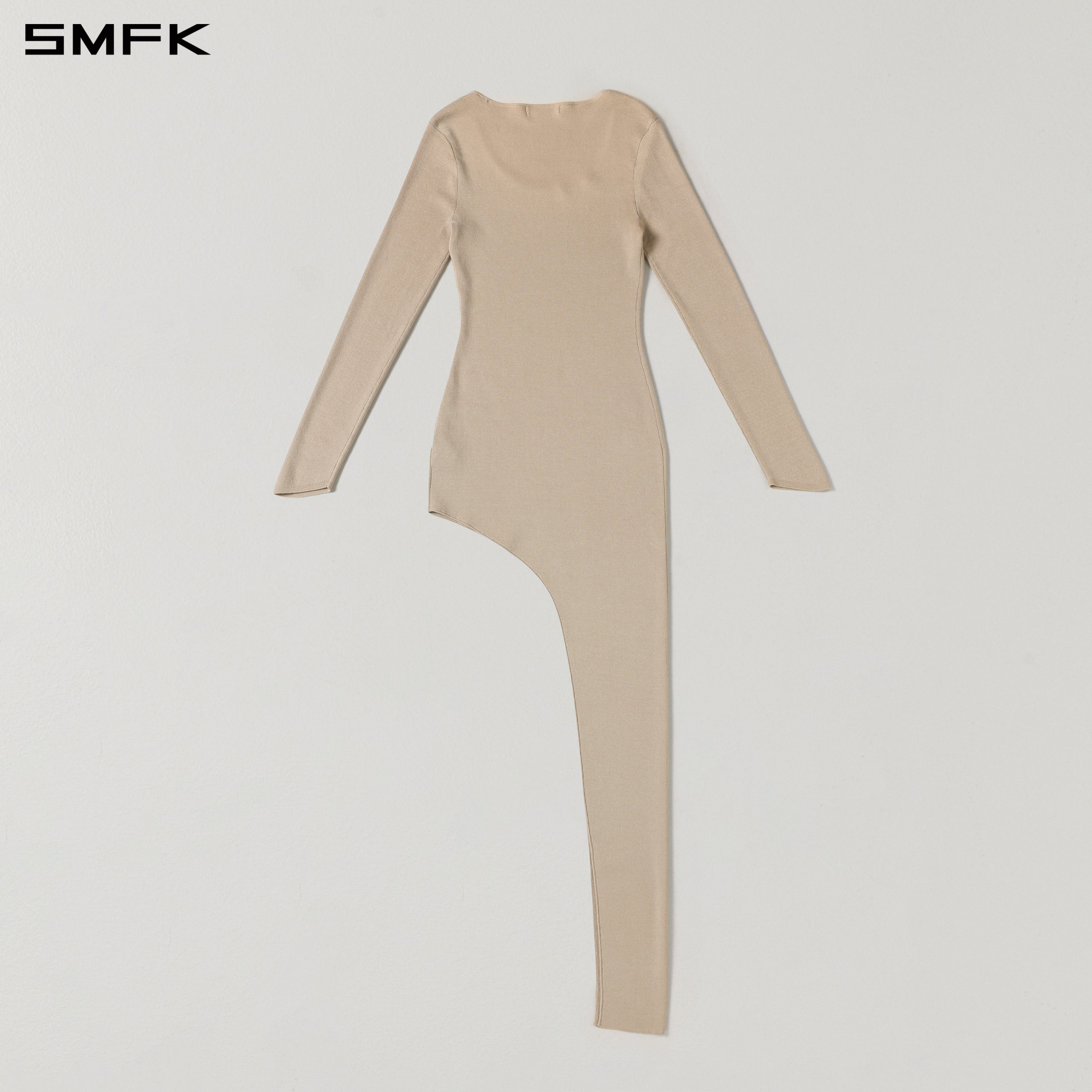 MYTH AEOLUS ASYMMETRY LONG SLEEVE KNIT EVENING DRESS/TENCEL+SILK FRESH SKIN