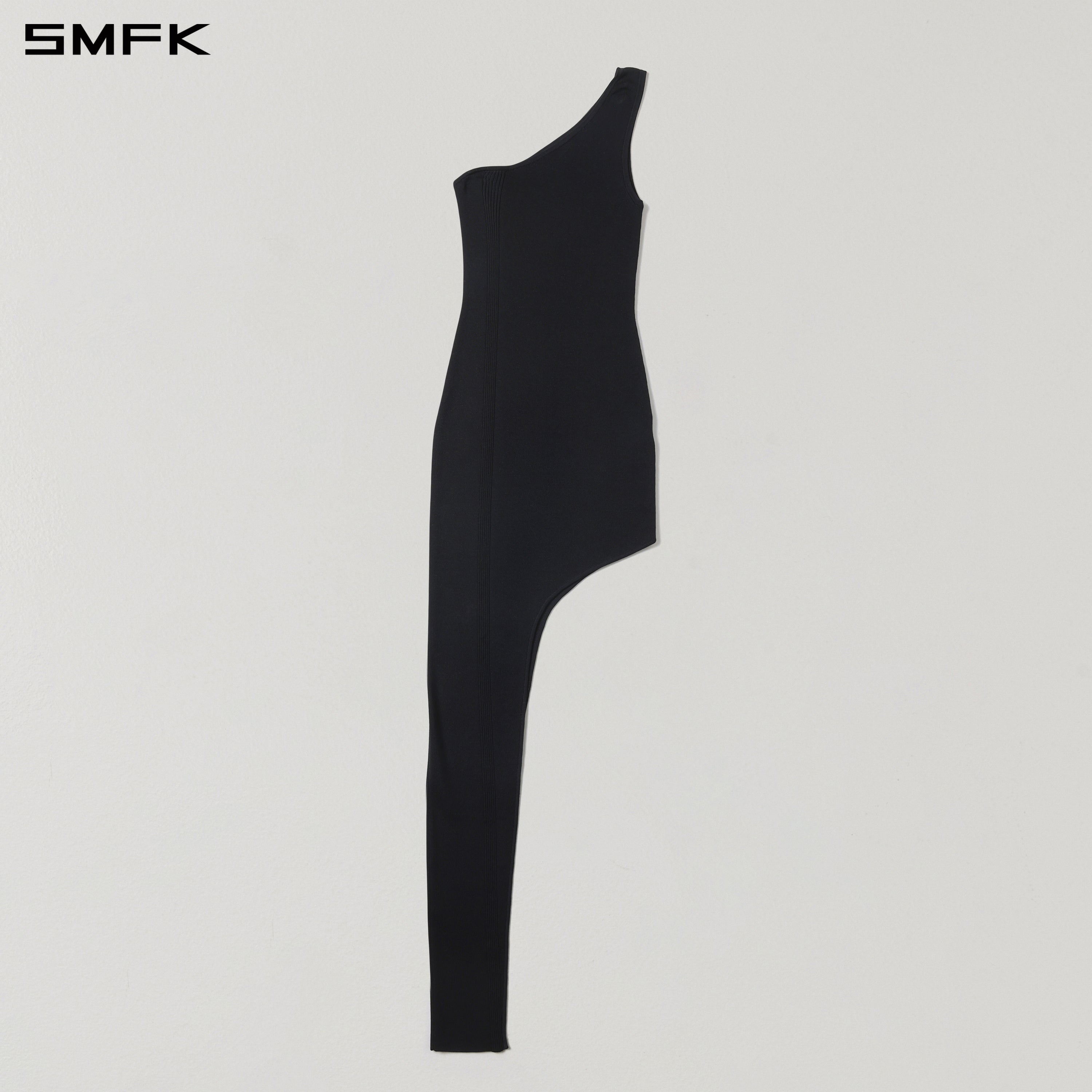 MYTH AEOLUS ASYMMETRY KNIT EVENING DRESS/TENCEL+SILK WILD BLACK