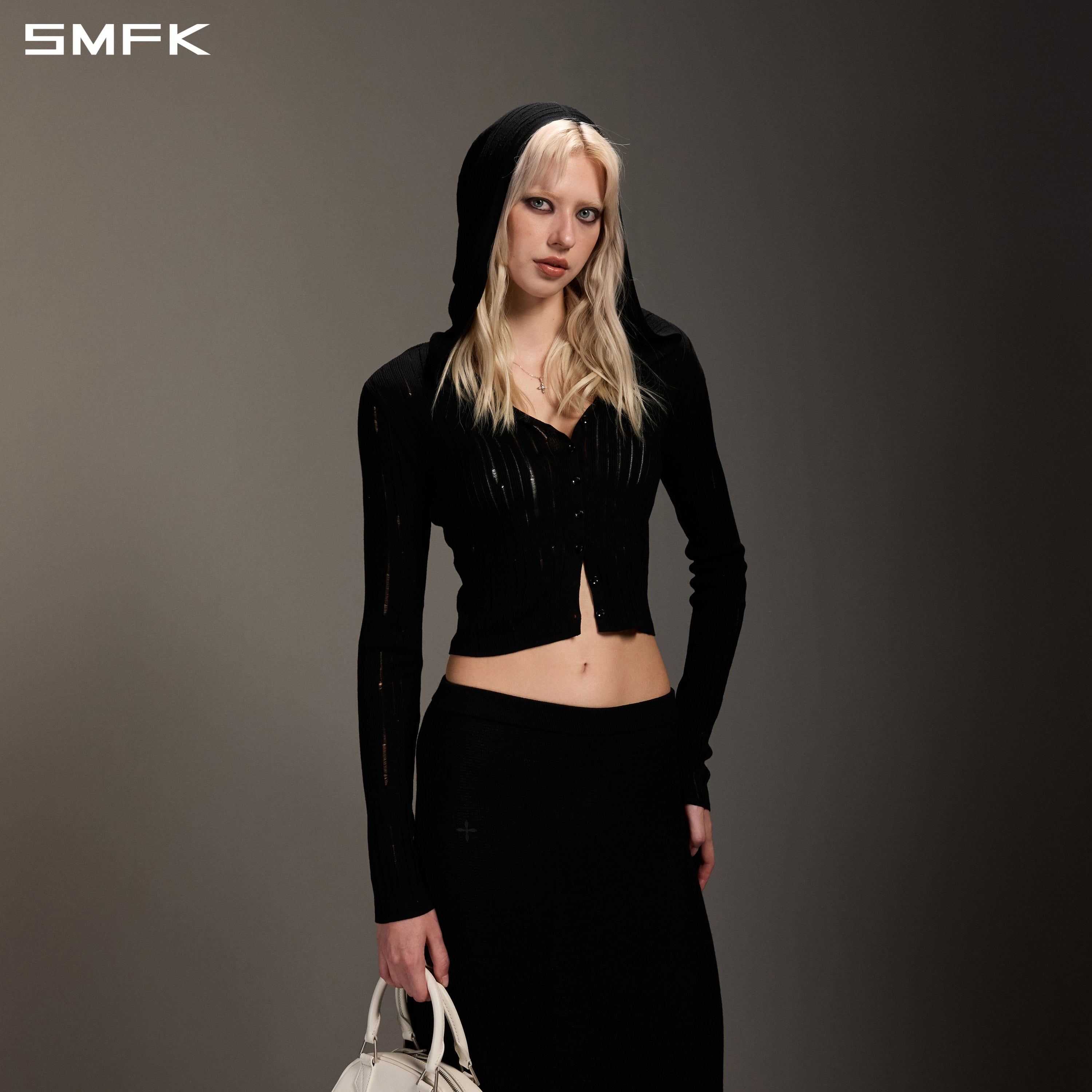 MYTH SEER STRT KNIT LONG DRESS/TENCEL+SILK WILD BLACK
