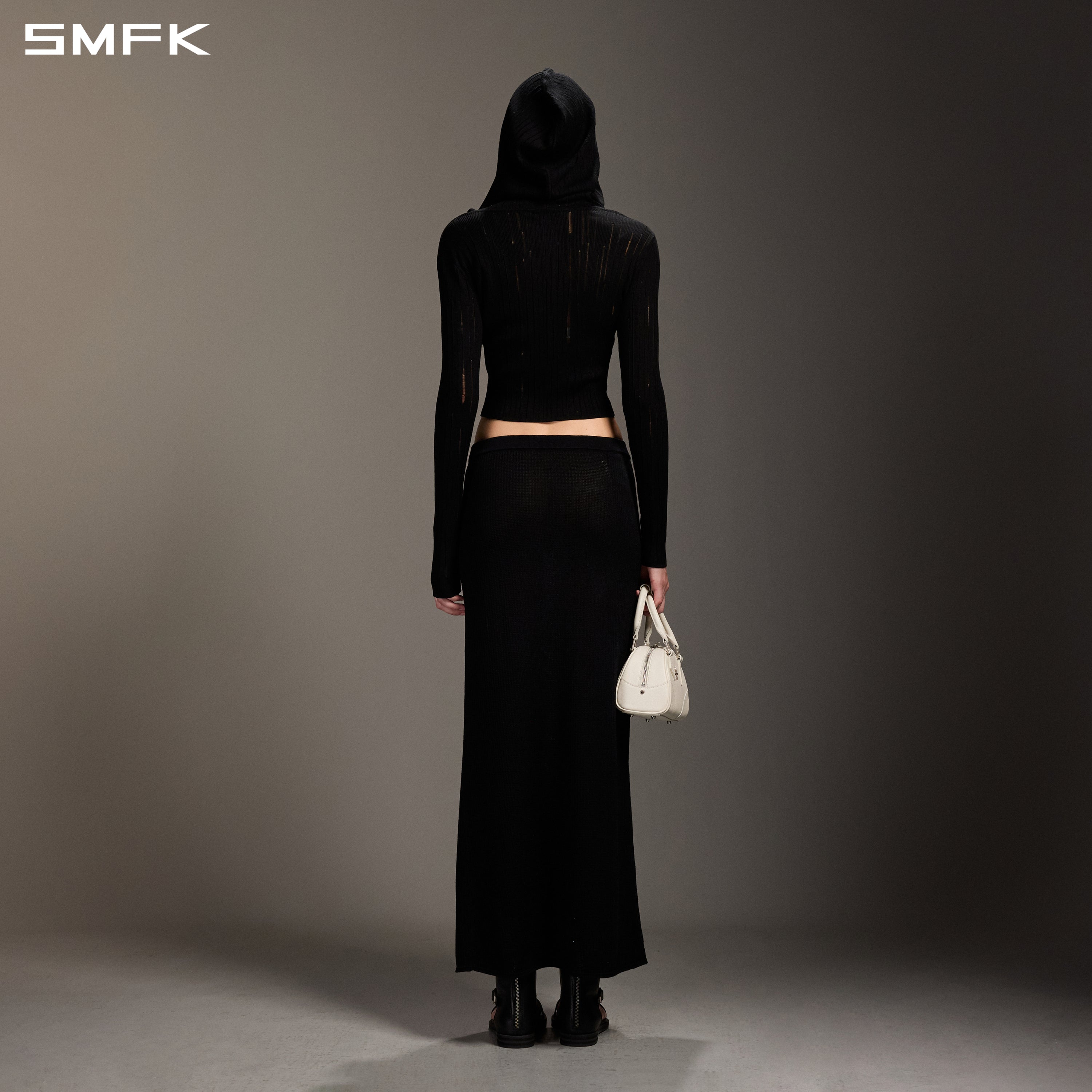 MYTH SEER STRT KNIT LONG DRESS/TENCEL+SILK WILD BLACK