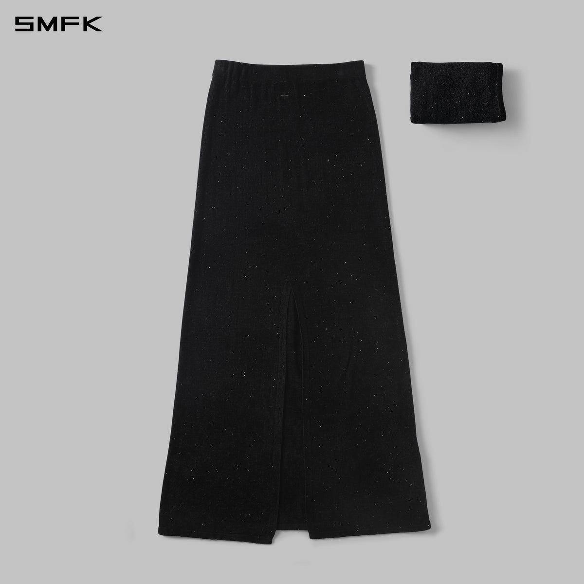 MYTH SIREN EVENING SLIM KNIT DRESS/STARRY VELVET GALAXY BLACK