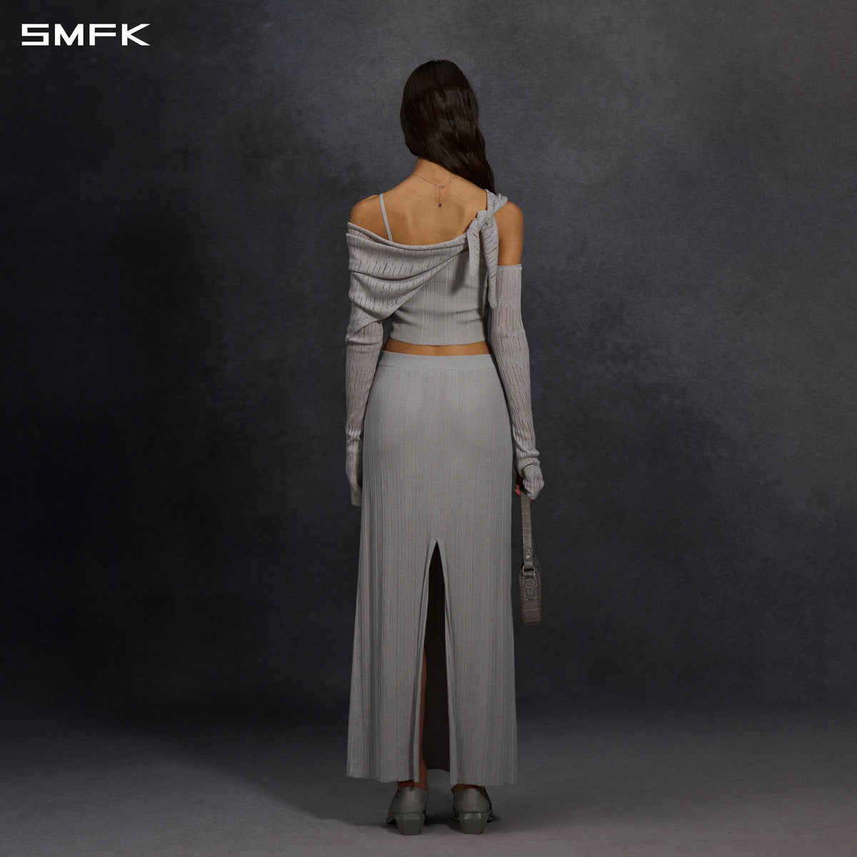 MYTH SIREN EVENING SLIM KNIT DRESS/LENZING TENCEL+SILK+COTTON GLACIER GREY