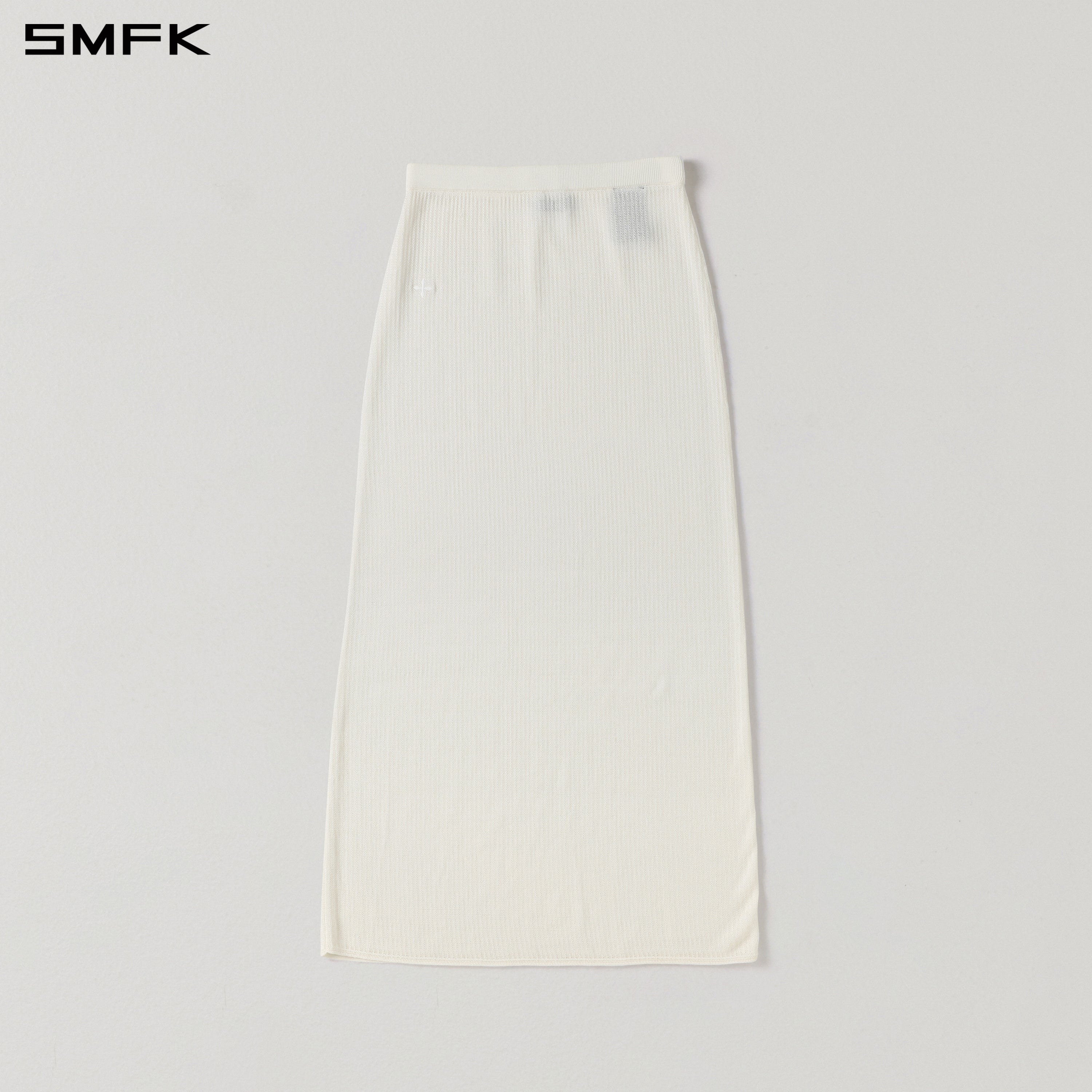 MYTH SEER STRT KNIT LONG DRESS/TENCEL+SILK CLOUD WHITE