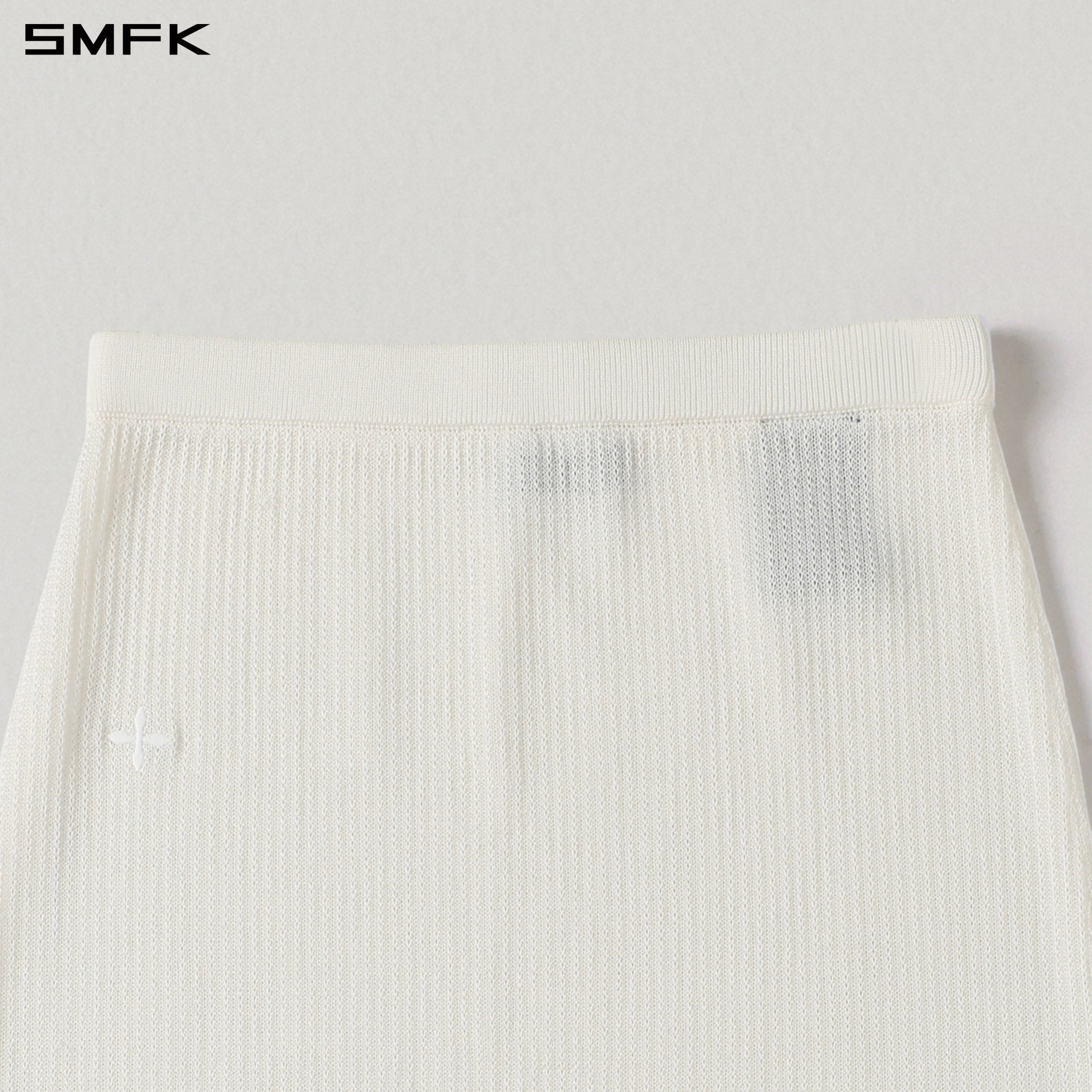 MYTH SEER STRT KNIT LONG DRESS/TENCEL+SILK CLOUD WHITE