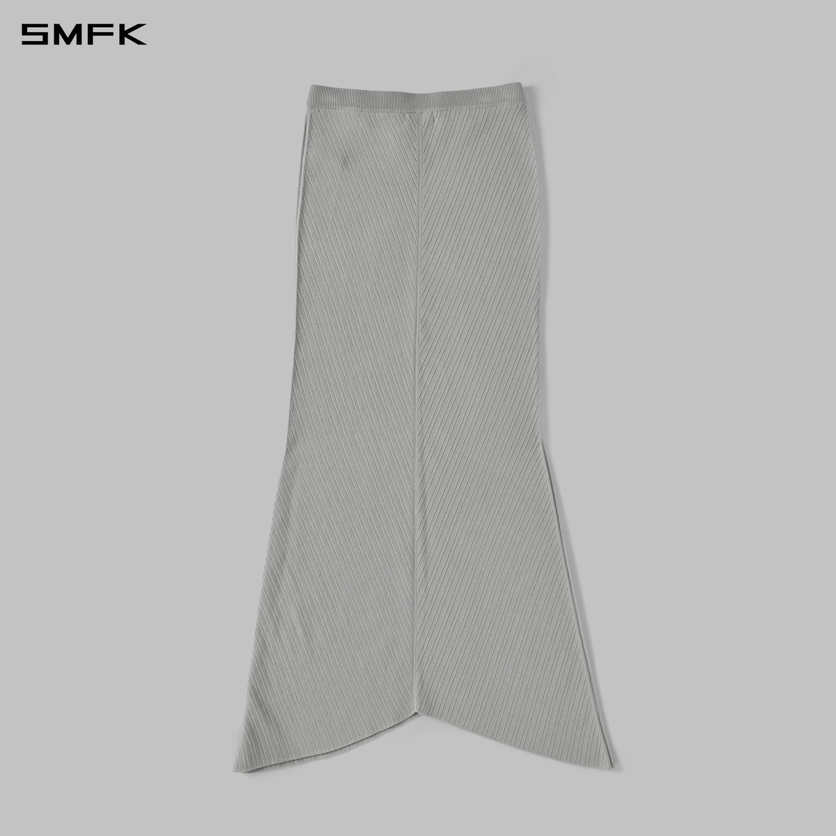 MYTH SIREN EVENING FISHTAIL KNIT DRESS/LENZING TENCEL+SILK+COTTON GLACIER GREY