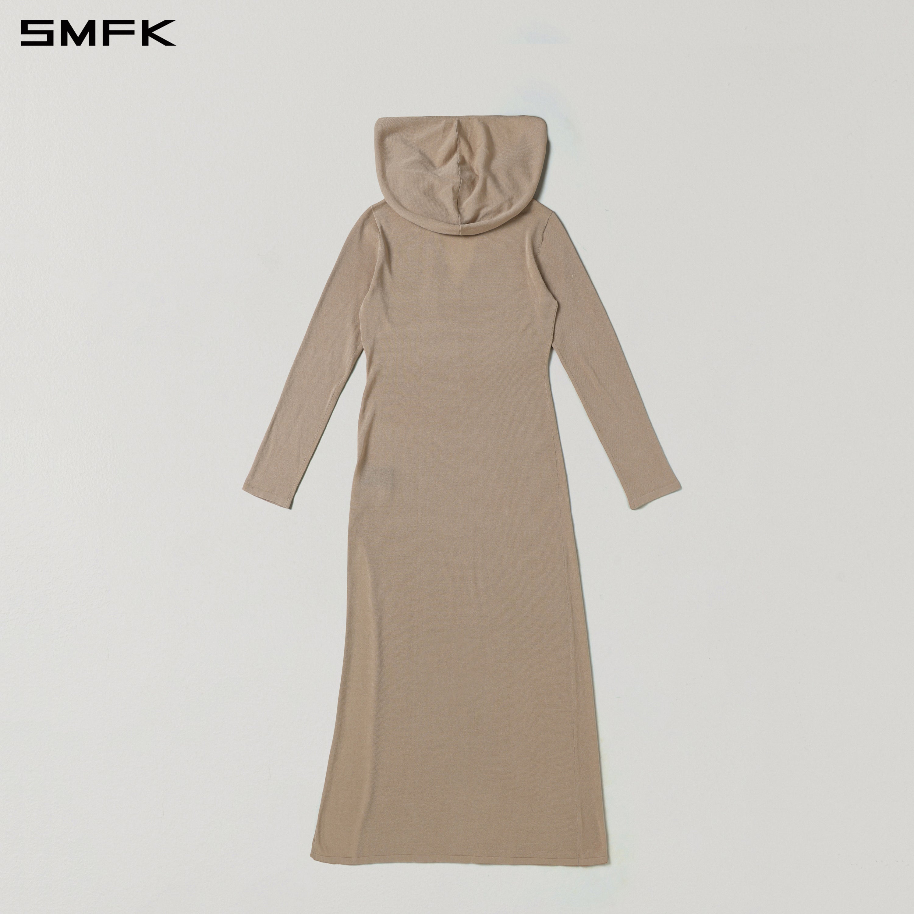 MYTH AEOLUS ASYMMETRY LONG SLEEVE KNIT EVENING DRESS/ACETATE+COTTON FRESH SKIN