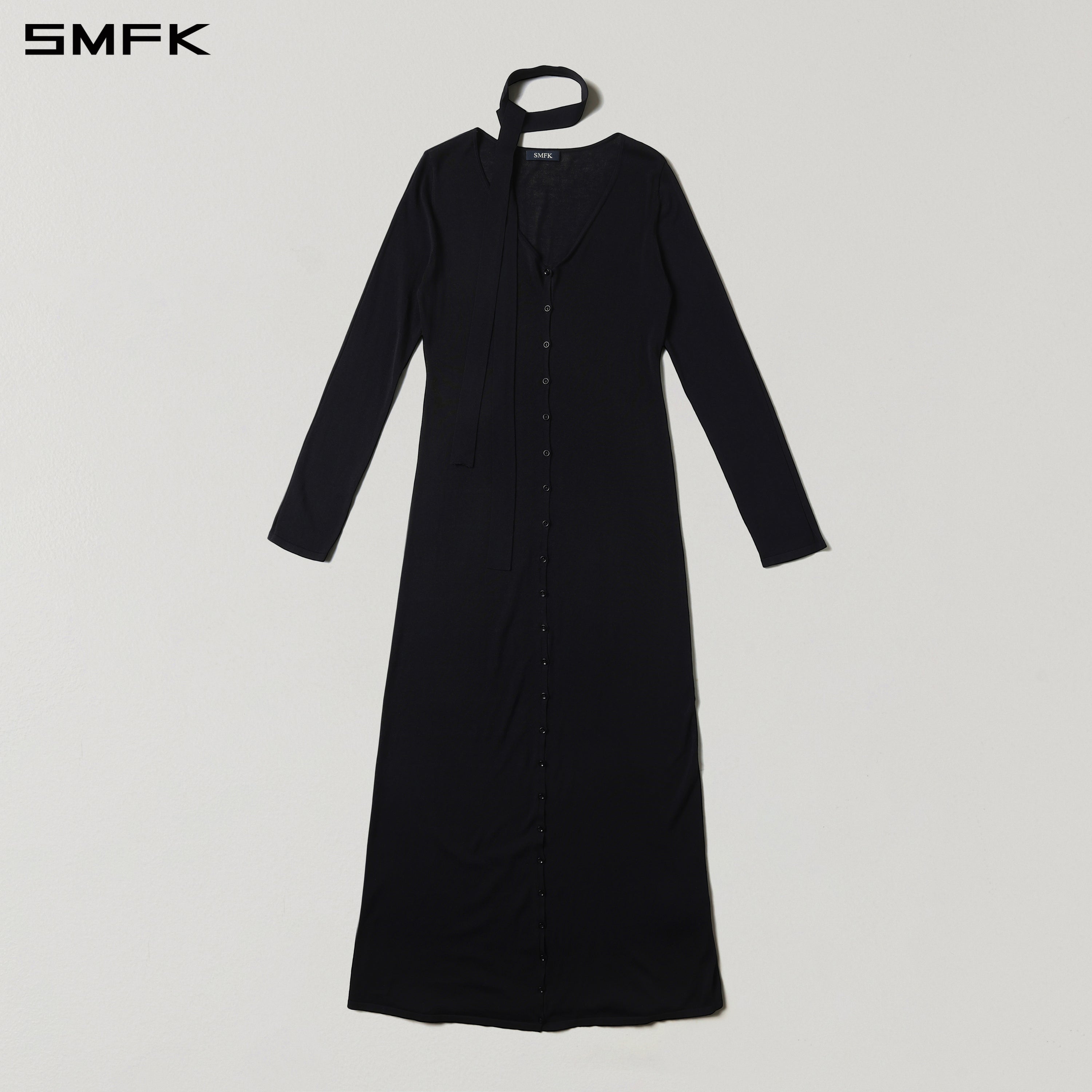 MYTH AEOLUS KNIT CAPE DRESS/ACETATE+COTTON WILD BLACK