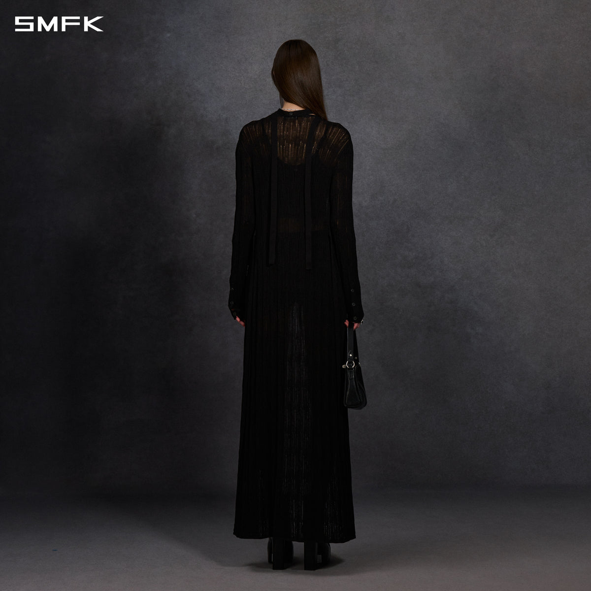 MYTH AEOLUS KNIT ROBE DRESS/METALLIC YARN AURORA BLACK