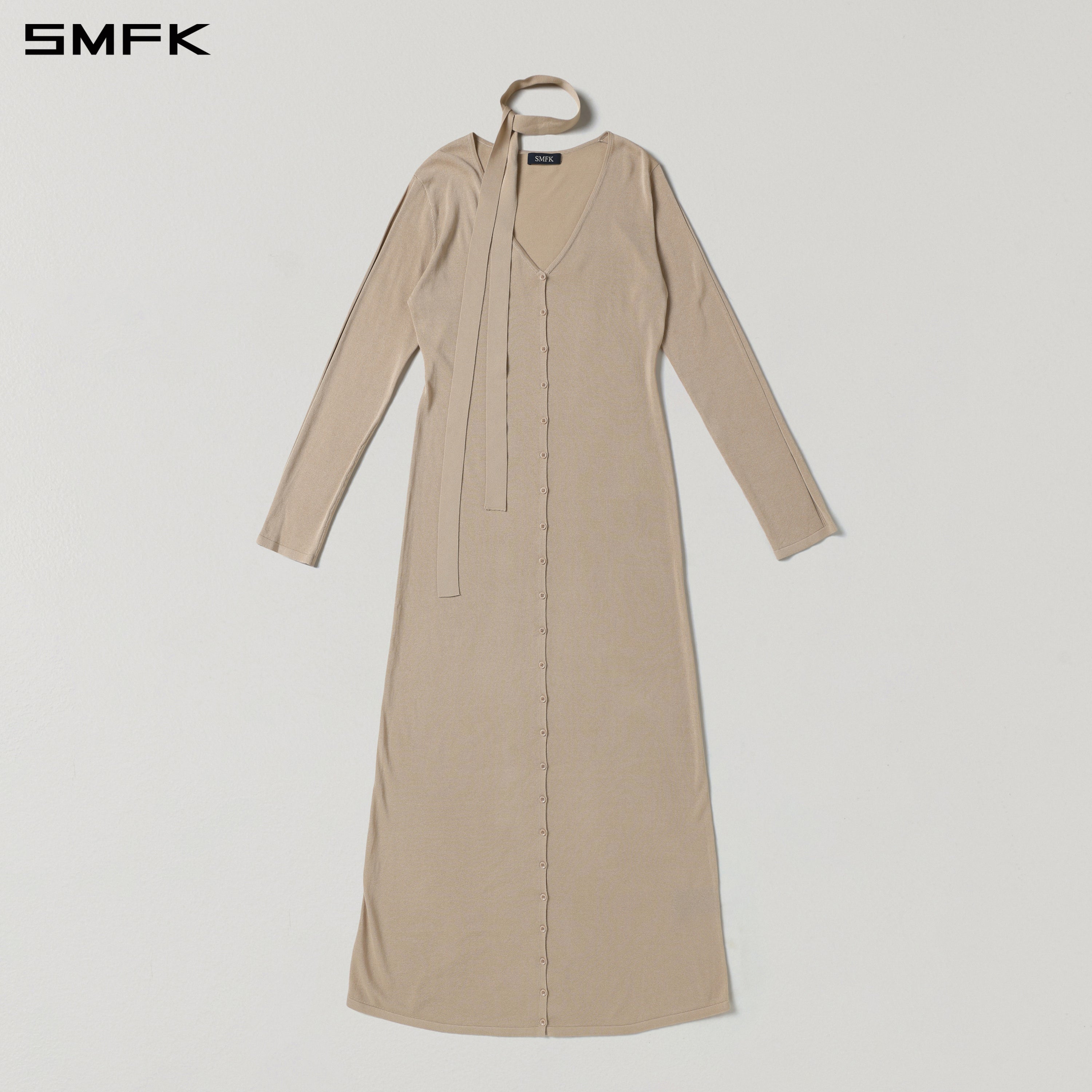 MYTH AEOLUS KNIT CAPE DRESS/ACETATE+COTTON FRESH SKIN